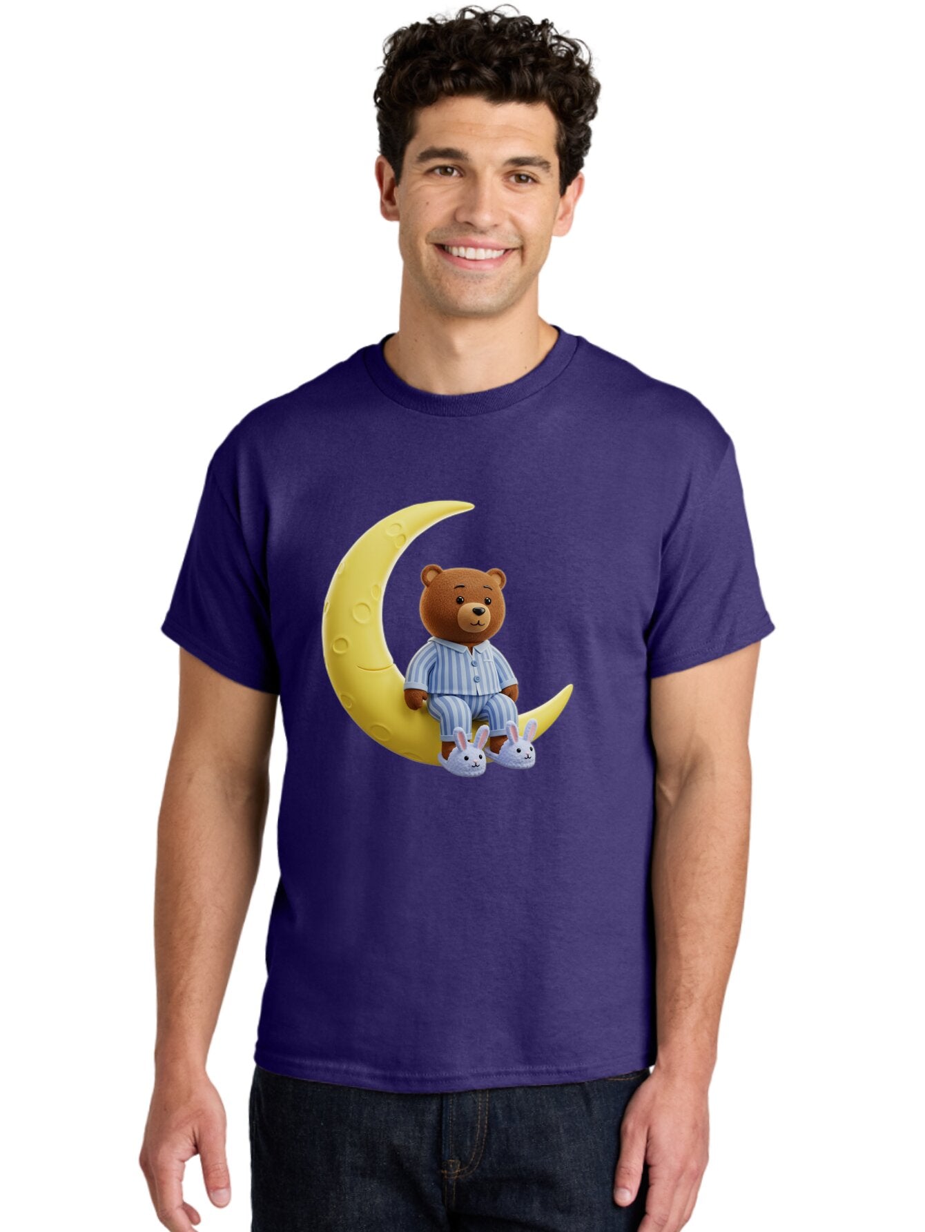 Teddy-On-Crescent-Moon Men'S Graphic Tee, 100% Cotton, Comfortable Casual Summer Wear, Machine Washable, Vintage Camera, Old Camera, Antique Camera, Black Camera, Classic Photography, Photography Equipment, Nostalgic Device, Film Camera, Ban729 26