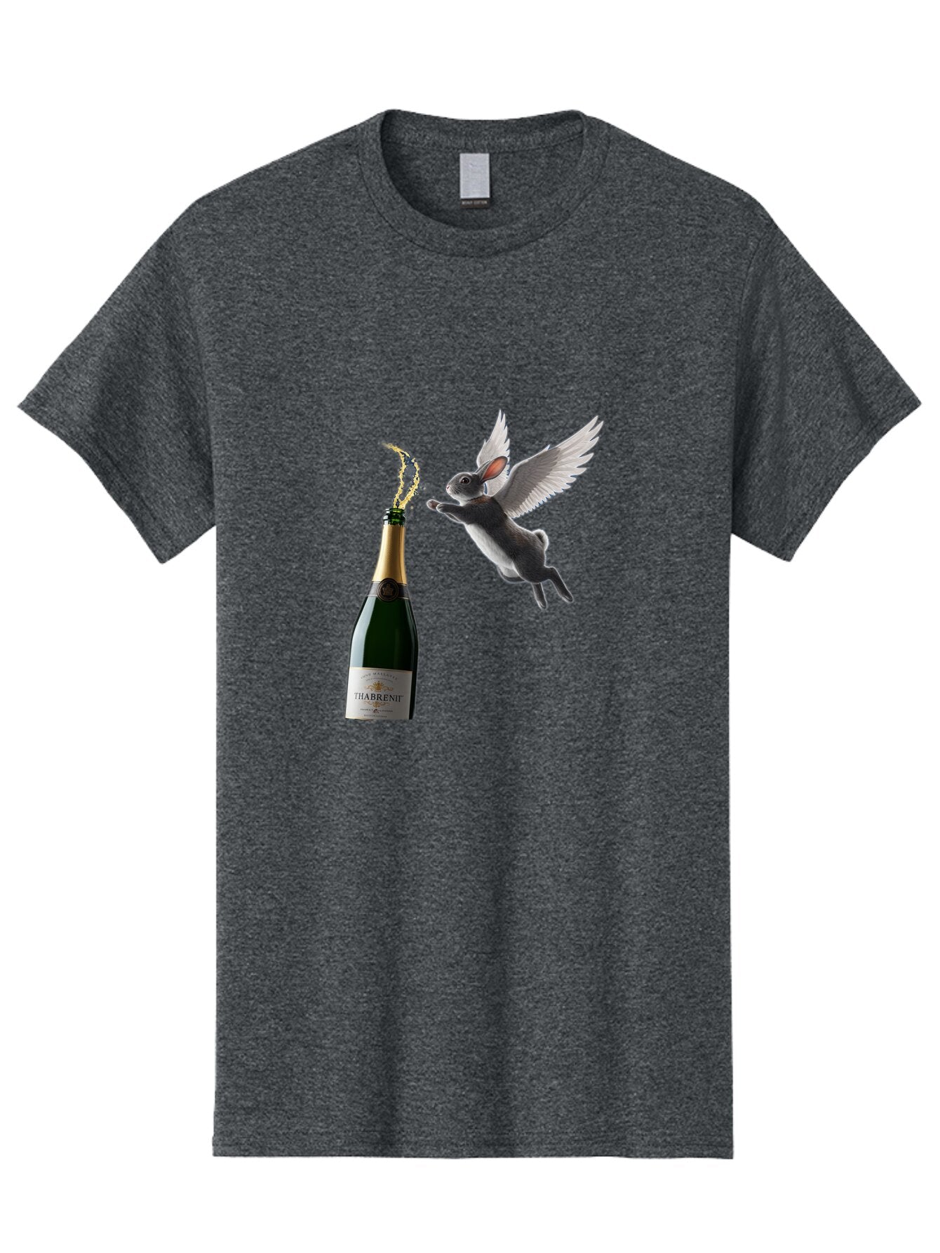 Thabrent-Champagne-Bottle-And-Flying-Bunny Men'S Graphic Tee, 100% Cotton, Comfortable Casual Summer Wear, Machine Washable, Vintage Camera, Old Camera, Antique Camera, Black Camera, Classic Photography, Photography Equipment, Ban737 8