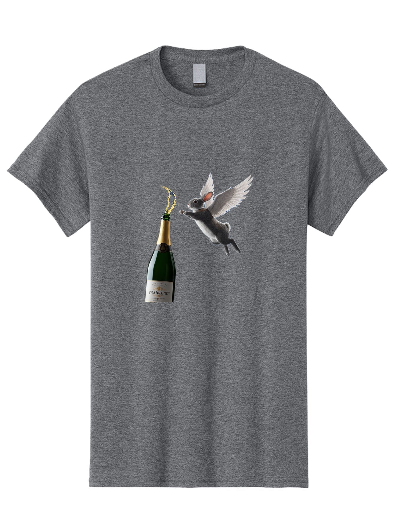 Thabrent-Champagne-Bottle-And-Flying-Bunny Men'S Graphic Tee, 100% Cotton, Comfortable Casual Summer Wear, Machine Washable, Vintage Camera, Old Camera, Antique Camera, Black Camera, Classic Photography, Photography Equipment, Ban737 3