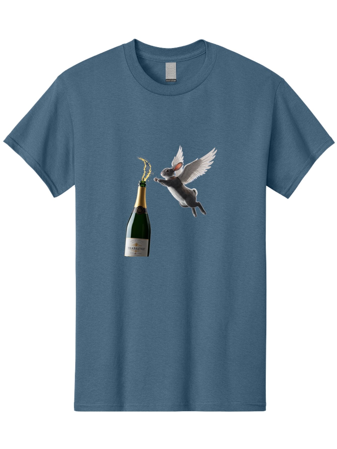 Thabrent-Champagne-Bottle-And-Flying-Bunny Men'S Graphic Tee, 100% Cotton, Comfortable Casual Summer Wear, Machine Washable, Vintage Camera, Old Camera, Antique Camera, Black Camera, Classic Photography, Photography Equipment, Ban737