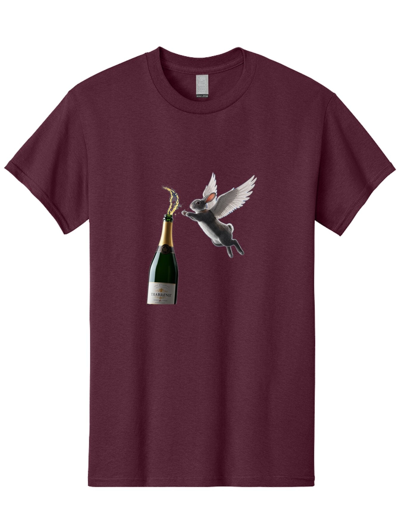Thabrent-Champagne-Bottle-And-Flying-Bunny Men'S Graphic Tee, 100% Cotton, Comfortable Casual Summer Wear, Machine Washable, Vintage Camera, Old Camera, Antique Camera, Black Camera, Classic Photography, Photography Equipment, Ban737 7