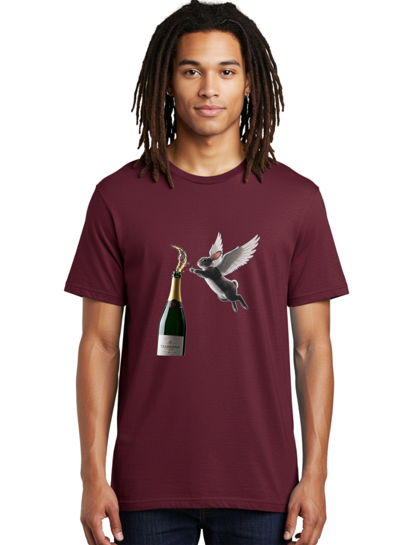 Thabrent-Champagne-Bottle-And-Flying-Bunny Men'S Graphic Tee, 100% Cotton, Comfortable Casual Summer Wear, Machine Washable, Vintage Camera, Old Camera, Antique Camera, Black Camera, Classic Photography, Photography Equipment, Ban737 16