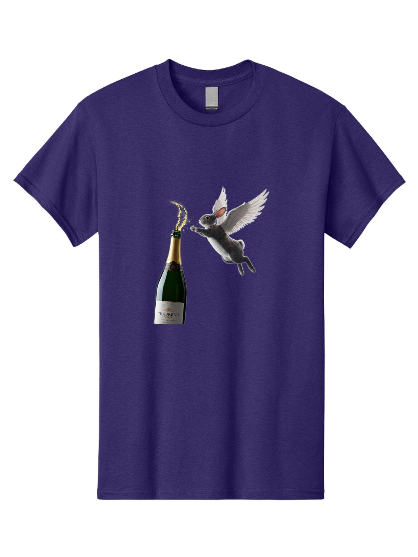 Thabrent-Champagne-Bottle-And-Flying-Bunny Men'S Graphic Tee, 100% Cotton, Comfortable Casual Summer Wear, Machine Washable, Vintage Camera, Old Camera, Antique Camera, Black Camera, Classic Photography, Photography Equipment, Ban737 6