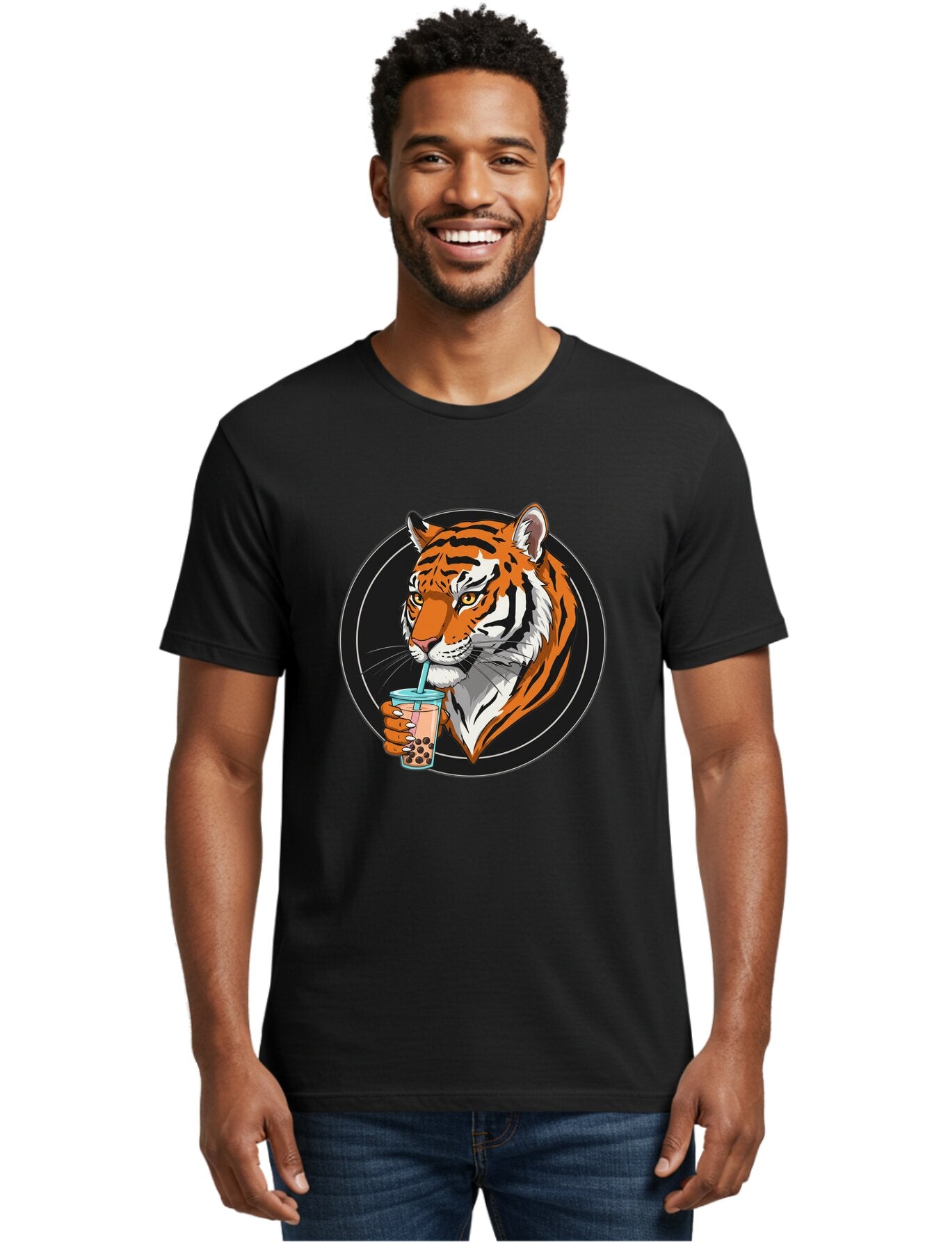 Tiger-Bubble-Tea-1 Men'S Graphic Tee, 100% Cotton, Comfortable Casual Summer Wear, Machine Washable, Vintage Camera, Old Camera, Antique Camera, Black Camera, Classic Photography, Photography Equipment, Nostalgic Device, Film Camera, Ban760 23