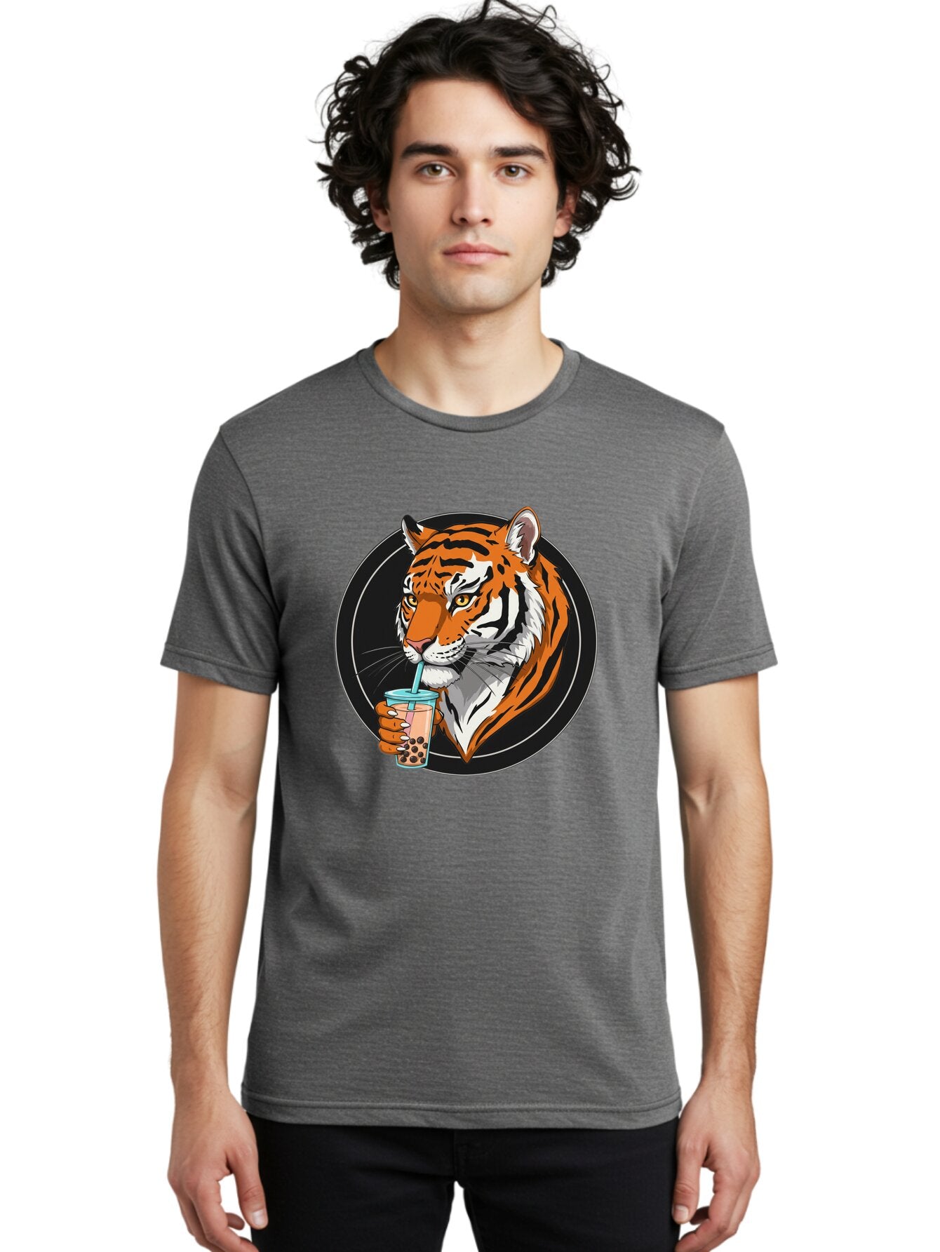 Tiger-Bubble-Tea-1 Men'S Graphic Tee, 100% Cotton, Comfortable Casual Summer Wear, Machine Washable, Vintage Camera, Old Camera, Antique Camera, Black Camera, Classic Photography, Photography Equipment, Nostalgic Device, Film Camera, Ban760 16