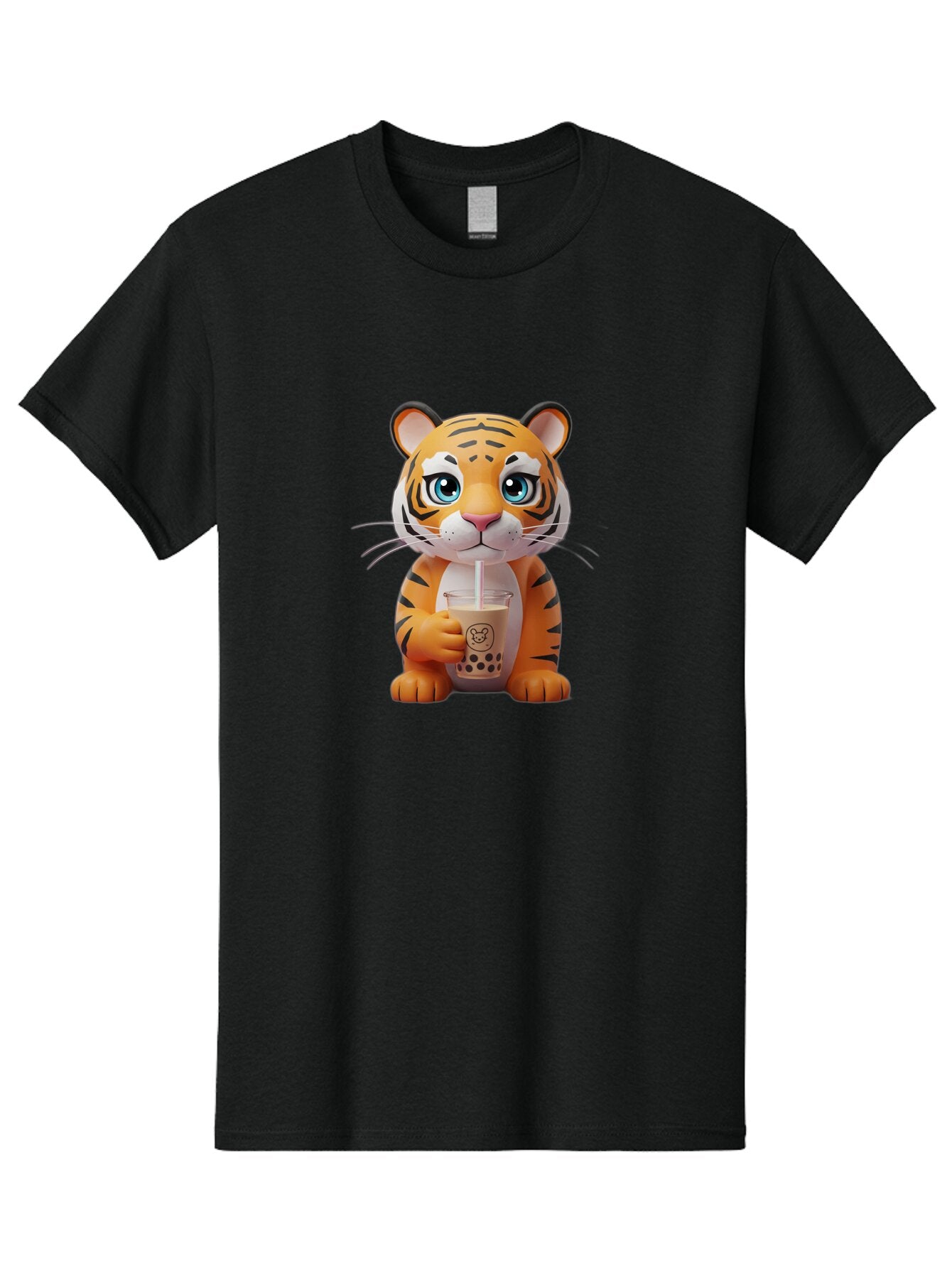 Tiger-Drinking-Boba-2 Men'S Graphic Tee, 100% Cotton, Comfortable Casual Summer Wear, Machine Washable, Vintage Camera, Old Camera, Antique Camera, Black Camera, Classic Photography, Photography Equipment, Nostalgic Device, Film Camera, Ban764 3