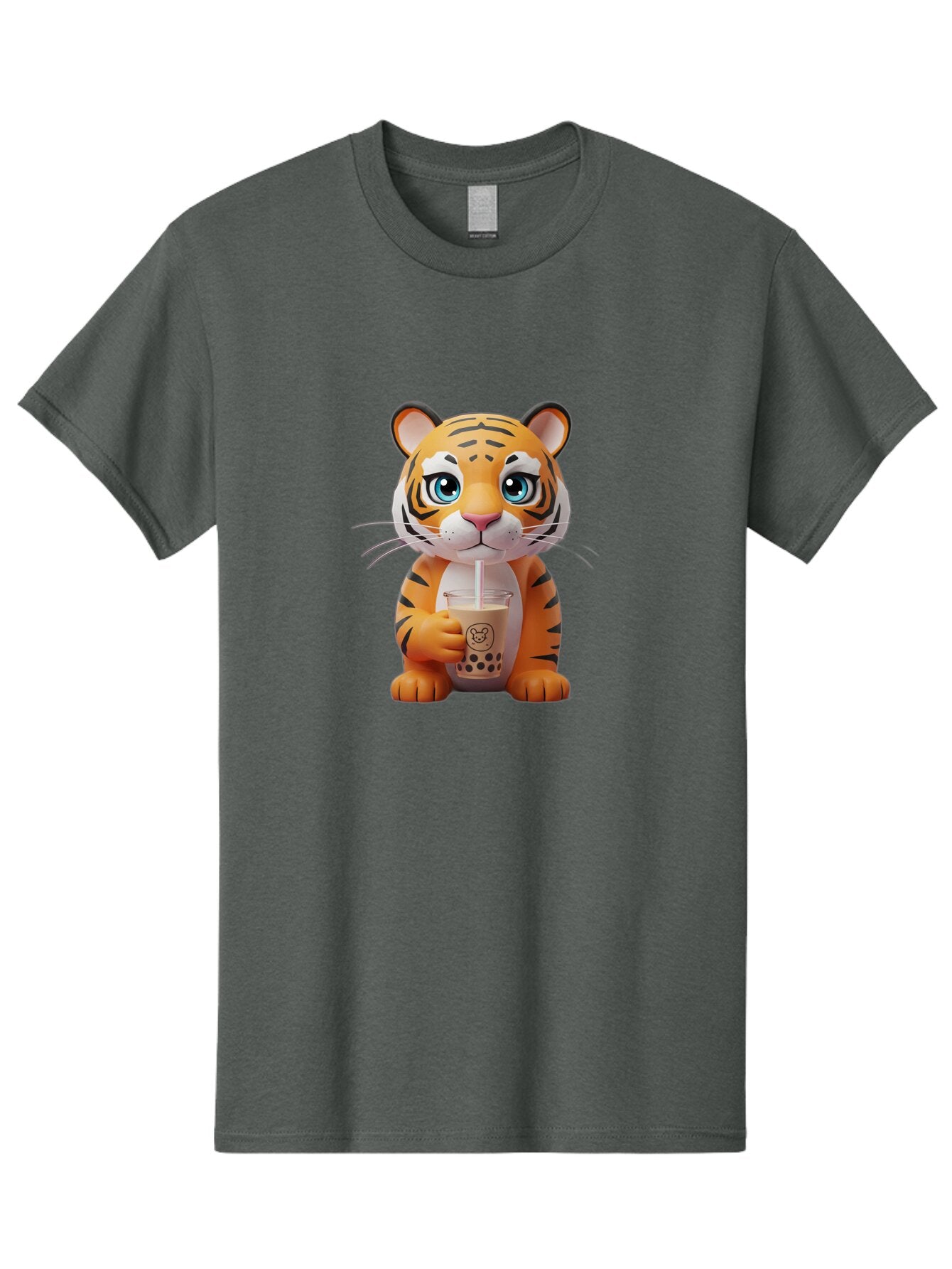 Tiger-Drinking-Boba-2 Men'S Graphic Tee, 100% Cotton, Comfortable Casual Summer Wear, Machine Washable, Vintage Camera, Old Camera, Antique Camera, Black Camera, Classic Photography, Photography Equipment, Nostalgic Device, Film Camera, Ban764 6