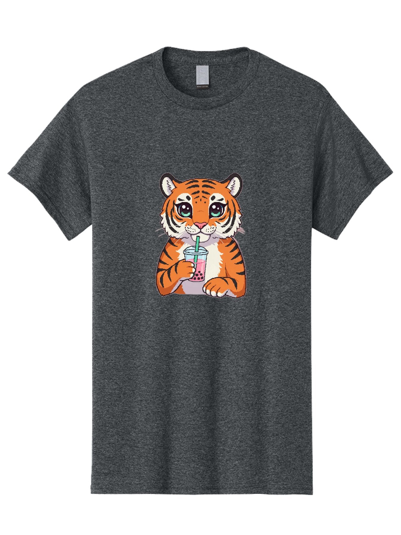 Tiger-Drinking-Bubble-Tea-1 Men'S Graphic Tee, 100% Cotton, Comfortable Casual Summer Wear, Machine Washable, Vintage Camera, Old Camera, Antique Camera, Black Camera, Classic Photography, Photography Equipment, Nostalgic Device, Film Camera, Ban767