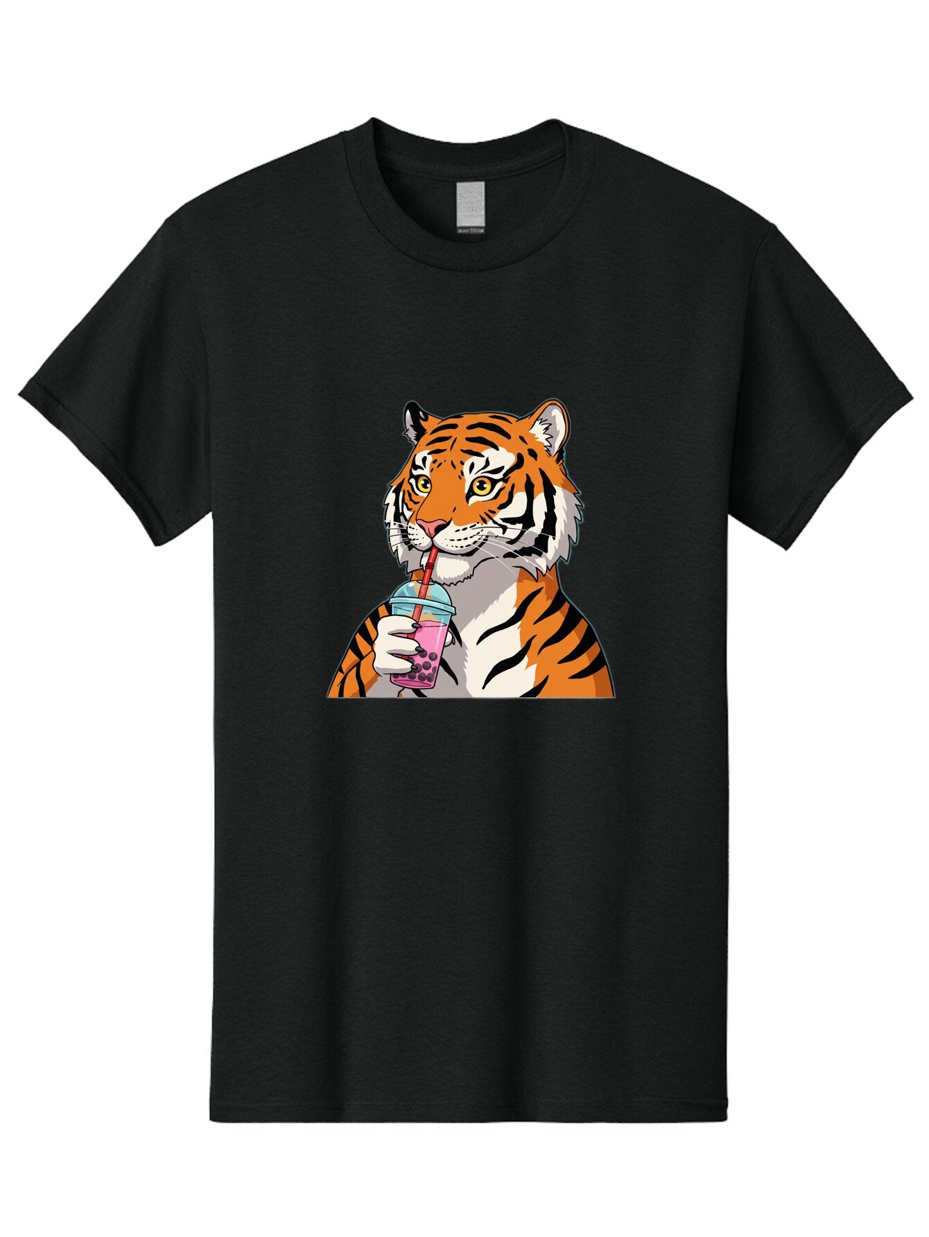 Tiger-Drinking-Bubble-Tea Men'S Graphic Tee, 100% Cotton, Comfortable Casual Summer Wear, Machine Washable, Vintage Camera, Old Camera, Antique Camera, Black Camera, Classic Photography, Photography Equipment, Nostalgic Device, Film Camera, Ban769 6