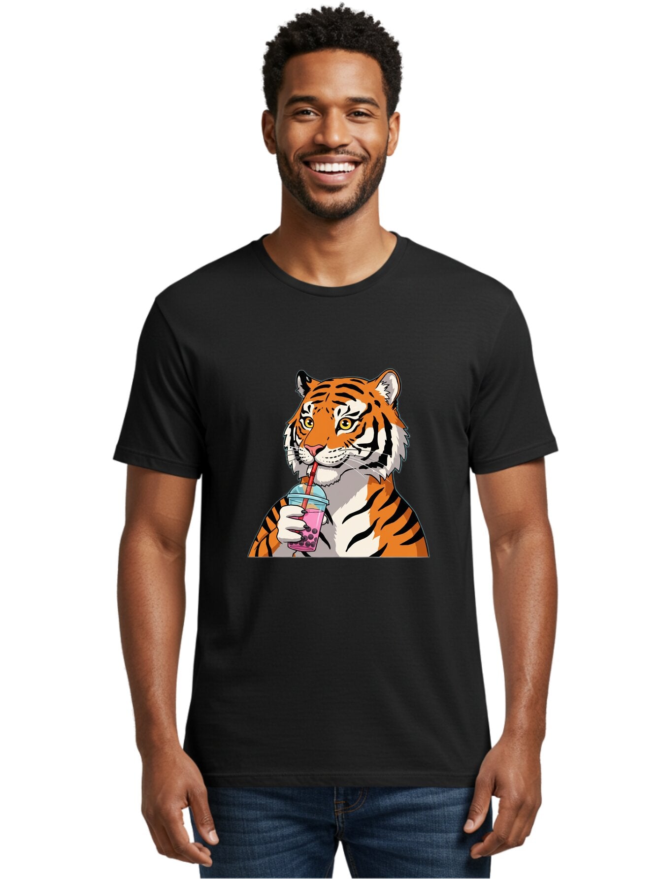 Tiger-Drinking-Bubble-Tea Men'S Graphic Tee, 100% Cotton, Comfortable Casual Summer Wear, Machine Washable, Vintage Camera, Old Camera, Antique Camera, Black Camera, Classic Photography, Photography Equipment, Nostalgic Device, Film Camera, Ban769 24