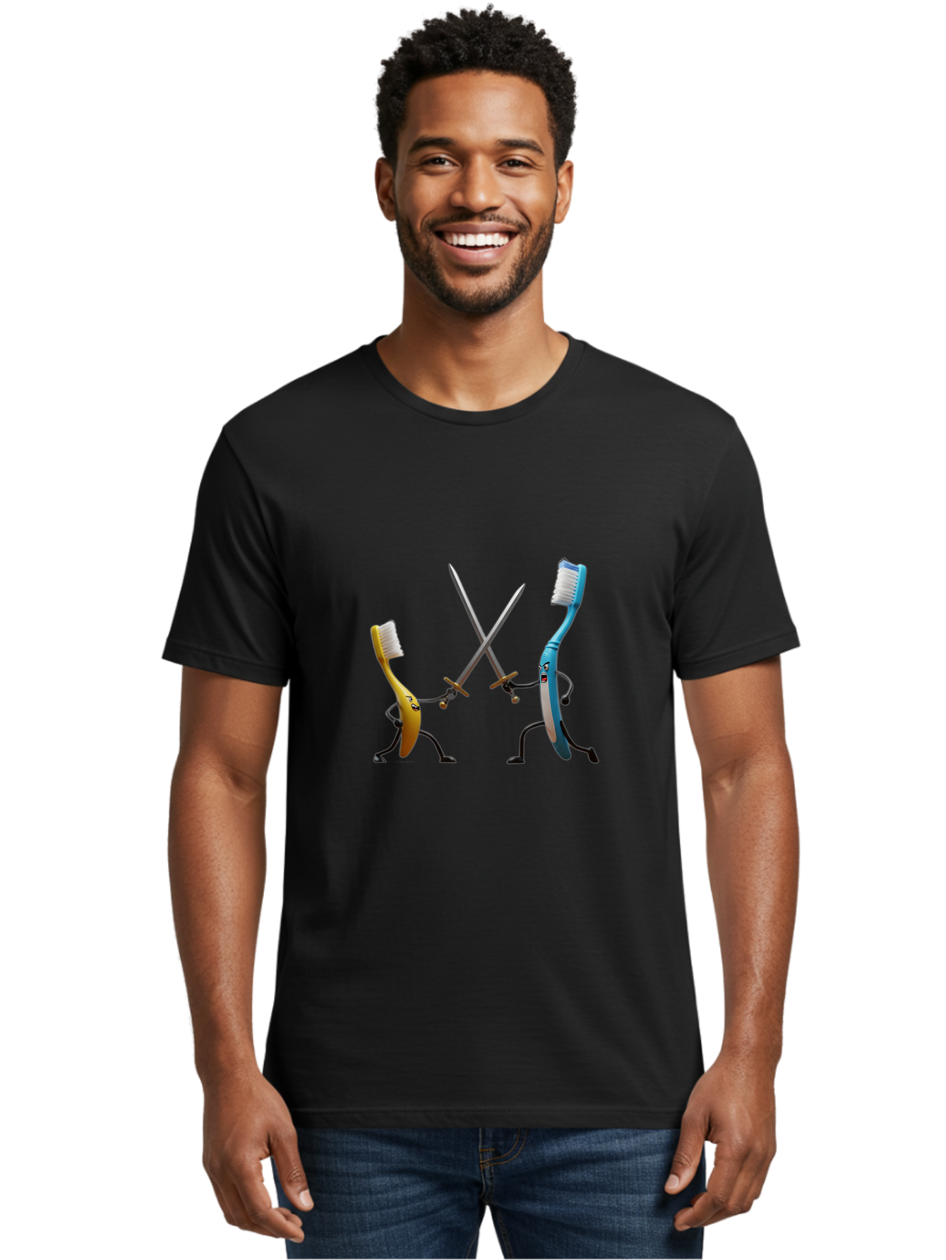 Toothbrush-Characters-Duelling Men'S Graphic Tee, 100% Cotton, Comfortable Casual Summer Wear, Machine Washable, Vintage Camera, Old Camera, Antique Camera, Black Camera, Classic Photography, Photography Equipment, Nostalgic Device, Ban815 18