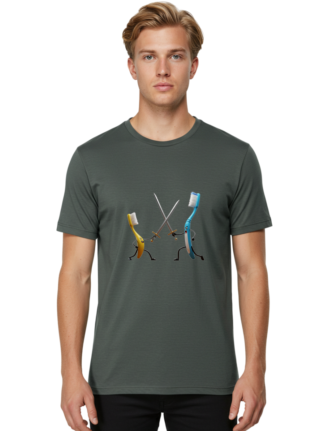 Toothbrush-Characters-Duelling Men'S Graphic Tee, 100% Cotton, Comfortable Casual Summer Wear, Machine Washable, Vintage Camera, Old Camera, Antique Camera, Black Camera, Classic Photography, Photography Equipment, Nostalgic Device, Ban815 29