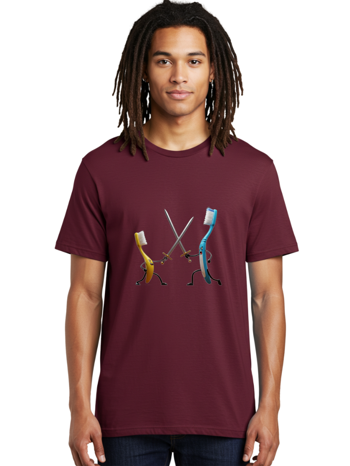 Toothbrush-Characters-Duelling Men'S Graphic Tee, 100% Cotton, Comfortable Casual Summer Wear, Machine Washable, Vintage Camera, Old Camera, Antique Camera, Black Camera, Classic Photography, Photography Equipment, Nostalgic Device, Ban815 23