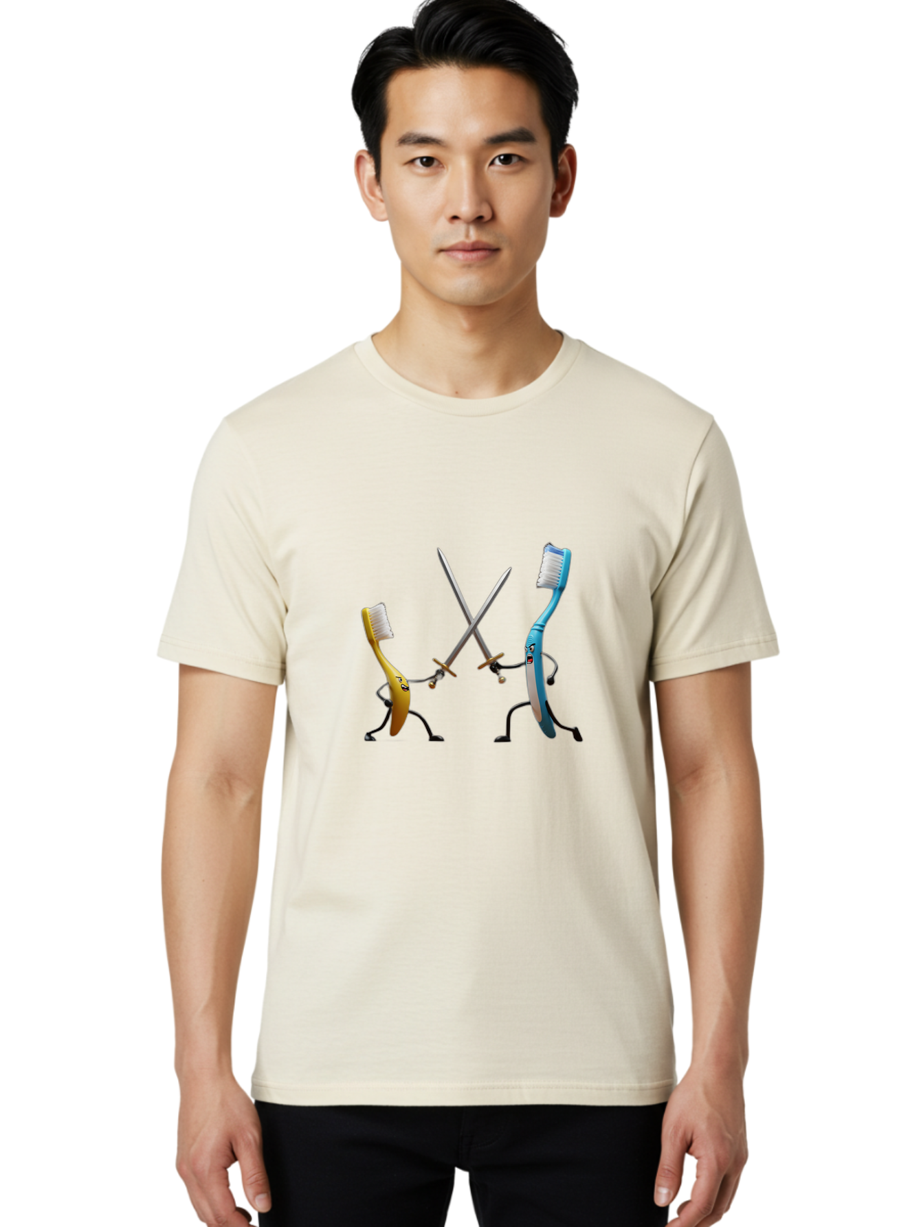 Toothbrush-Characters-Duelling Men'S Graphic Tee, 100% Cotton, Comfortable Casual Summer Wear, Machine Washable, Vintage Camera, Old Camera, Antique Camera, Black Camera, Classic Photography, Photography Equipment, Nostalgic Device, Ban815 22
