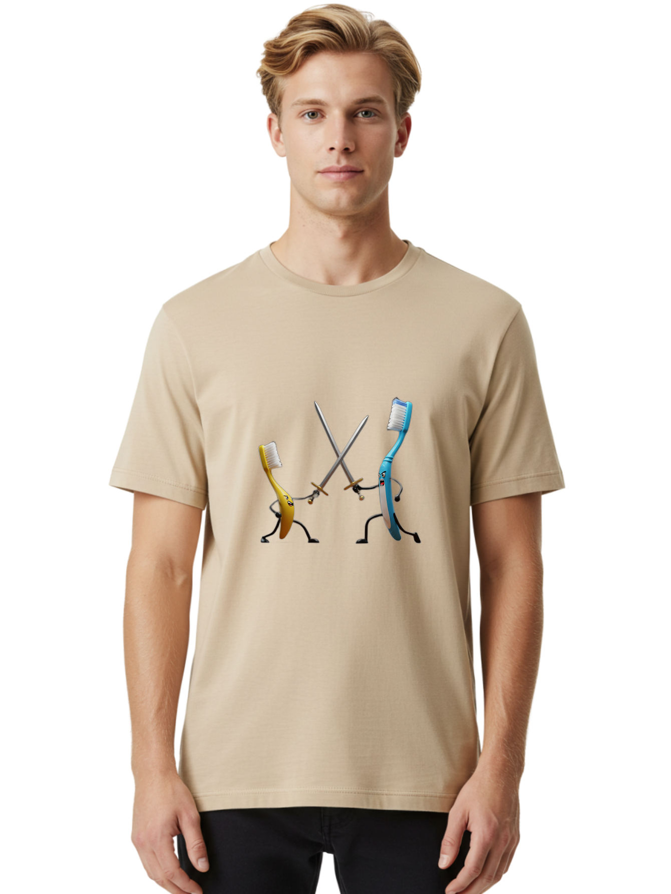 Toothbrush-Characters-Duelling Men'S Graphic Tee, 100% Cotton, Comfortable Casual Summer Wear, Machine Washable, Vintage Camera, Old Camera, Antique Camera, Black Camera, Classic Photography, Photography Equipment, Nostalgic Device, Ban815 20