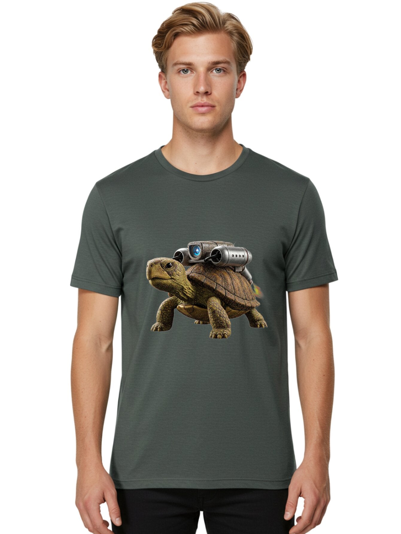 Tortoise-With-Rocket-1 Men'S Graphic Tee, 100% Cotton, Comfortable Casual Summer Wear, Machine Washable, Vintage Camera, Old Camera, Antique Camera, Black Camera, Classic Photography, Photography Equipment, Nostalgic Device, Film Camera, Ban825 18