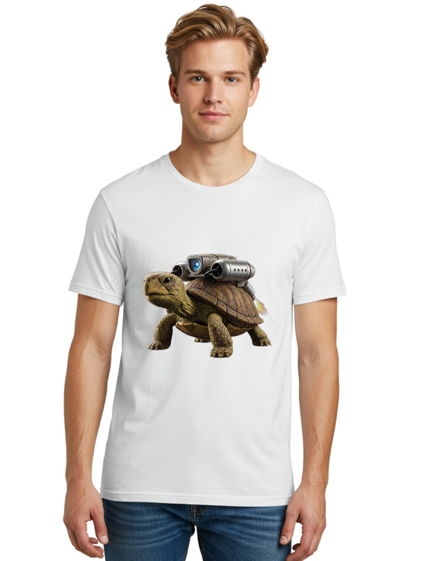 Tortoise-With-Rocket-1 Men'S Graphic Tee, 100% Cotton, Comfortable Casual Summer Wear, Machine Washable, Vintage Camera, Old Camera, Antique Camera, Black Camera, Classic Photography, Photography Equipment, Nostalgic Device, Film Camera, Ban825 25