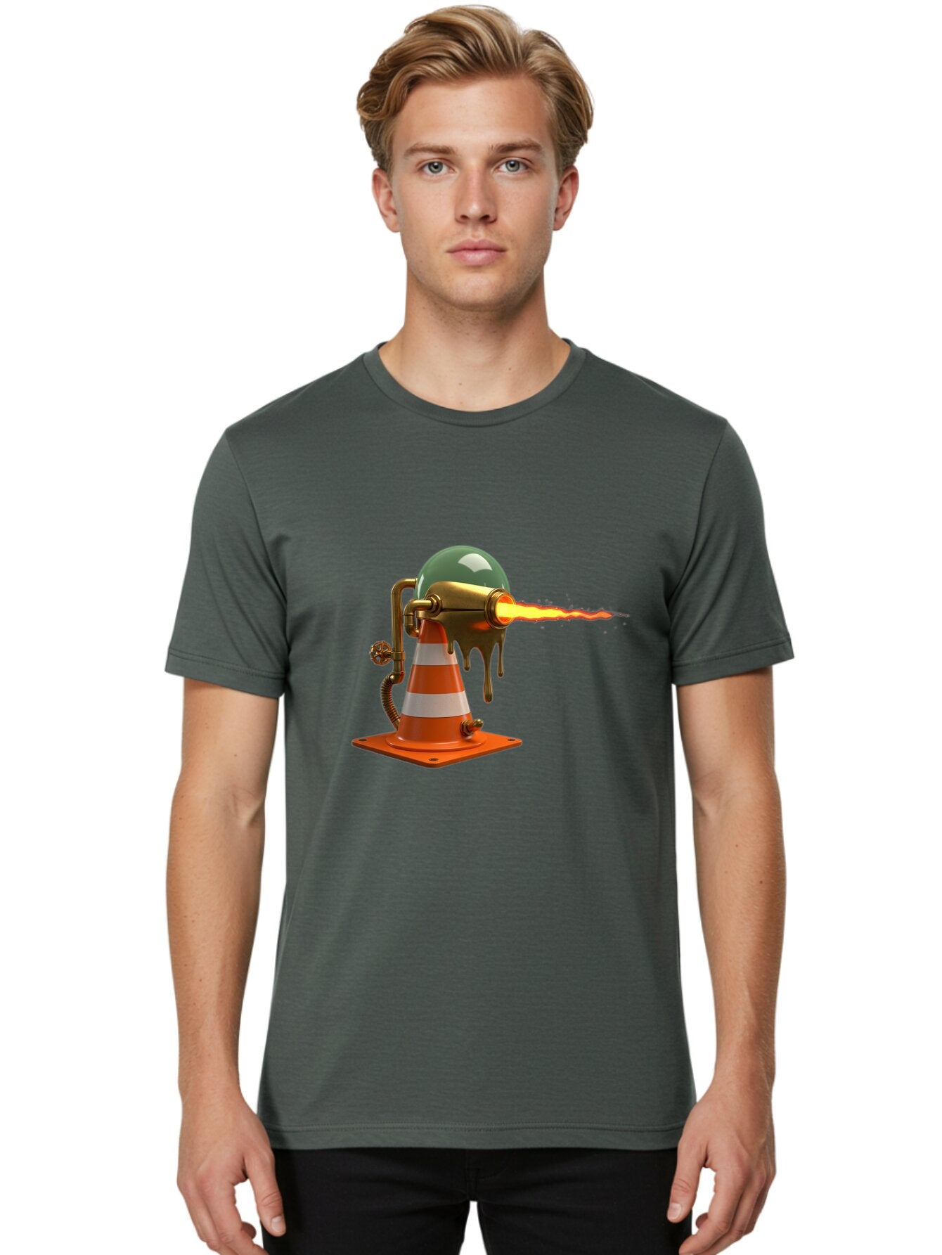 Traffic-Cone-Flamethrower Men'S Graphic Tee, 100% Cotton, Comfortable Casual Summer Wear, Machine Washable, Vintage Camera, Old Camera, Antique Camera, Black Camera, Classic Photography, Photography Equipment, Nostalgic Device, Film Camera, Ban840 24