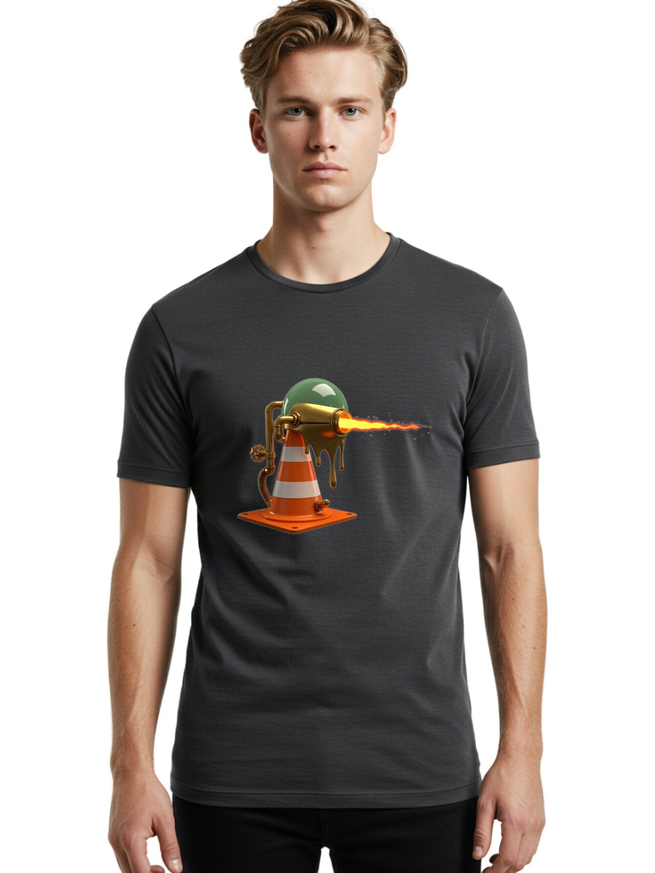 Traffic-Cone-Flamethrower Men'S Graphic Tee, 100% Cotton, Comfortable Casual Summer Wear, Machine Washable, Vintage Camera, Old Camera, Antique Camera, Black Camera, Classic Photography, Photography Equipment, Nostalgic Device, Film Camera, Ban840 22