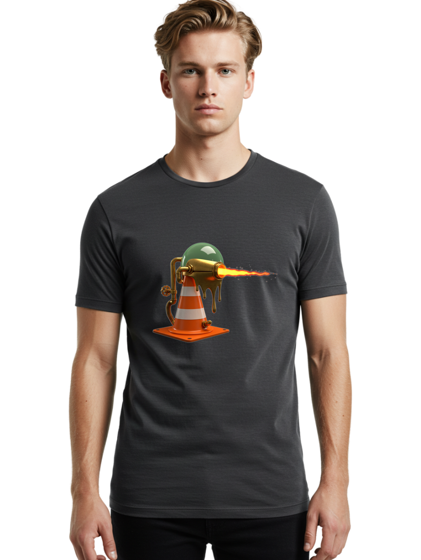 Traffic-Cone-Flamethrower Men'S Graphic Tee, 100% Cotton, Comfortable Casual Summer Wear, Machine Washable, Vintage Camera, Old Camera, Antique Camera, Black Camera, Classic Photography, Photography Equipment, Nostalgic Device, Film Camera, Ban840 24