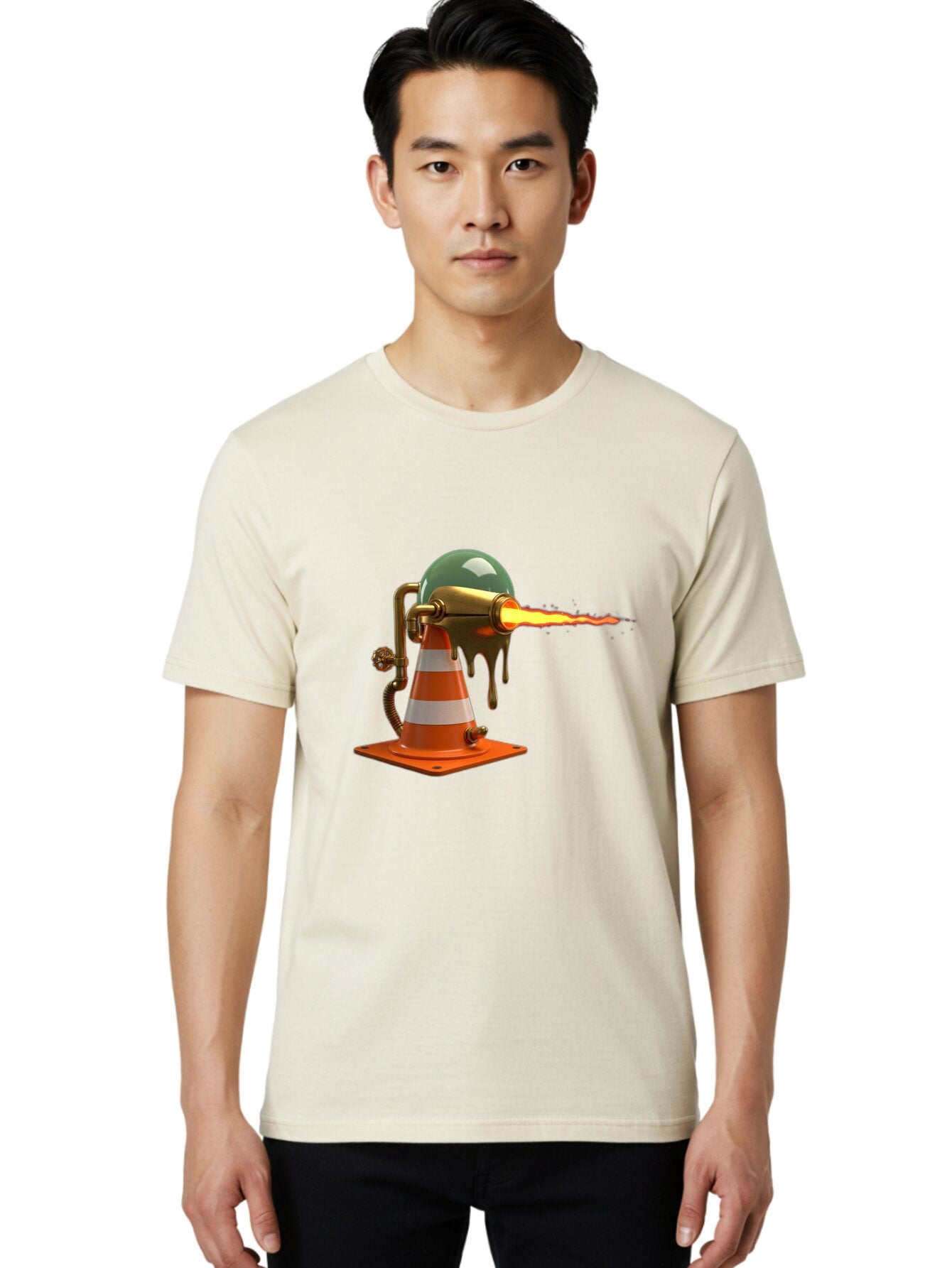 Traffic-Cone-Flamethrower Men'S Graphic Tee, 100% Cotton, Comfortable Casual Summer Wear, Machine Washable, Vintage Camera, Old Camera, Antique Camera, Black Camera, Classic Photography, Photography Equipment, Nostalgic Device, Film Camera, Ban840 29