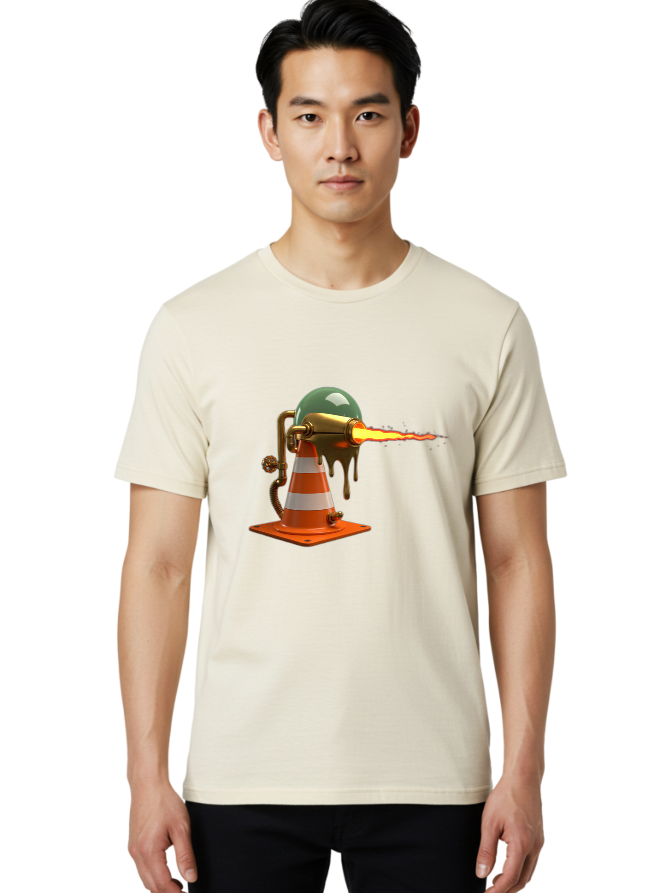 Traffic-Cone-Flamethrower Men'S Graphic Tee, 100% Cotton, Comfortable Casual Summer Wear, Machine Washable, Vintage Camera, Old Camera, Antique Camera, Black Camera, Classic Photography, Photography Equipment, Nostalgic Device, Film Camera, Ban840 17