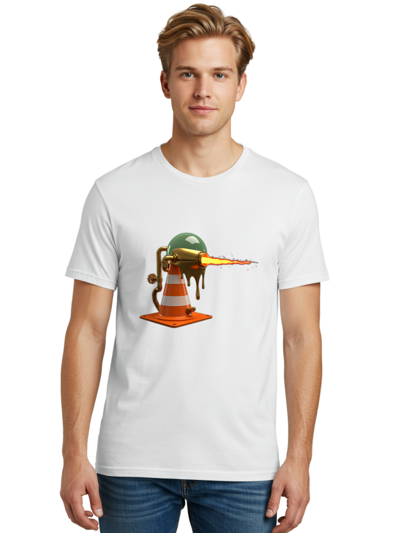 Traffic-Cone-Flamethrower Men'S Graphic Tee, 100% Cotton, Comfortable Casual Summer Wear, Machine Washable, Vintage Camera, Old Camera, Antique Camera, Black Camera, Classic Photography, Photography Equipment, Nostalgic Device, Film Camera, Ban840 20
