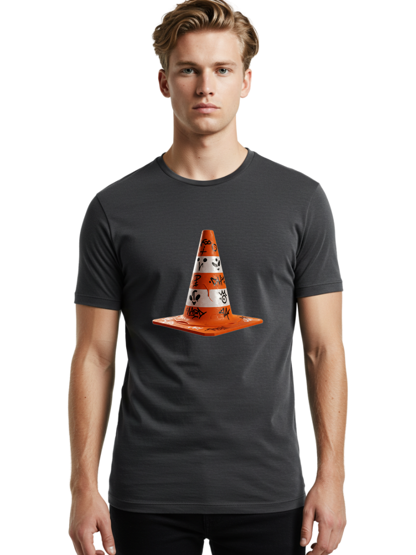 Traffic-Cone-With-Graffiti Men'S Graphic Tee, 100% Cotton, Comfortable Casual Summer Wear, Machine Washable, Vintage Camera, Old Camera, Antique Camera, Black Camera, Classic Photography, Photography Equipment, Nostalgic Device, Film Camera, Ban843 21