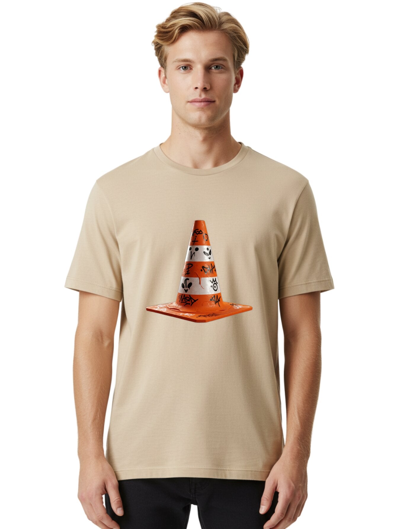 Traffic-Cone-With-Graffiti Men'S Graphic Tee, 100% Cotton, Comfortable Casual Summer Wear, Machine Washable, Vintage Camera, Old Camera, Antique Camera, Black Camera, Classic Photography, Photography Equipment, Nostalgic Device, Film Camera, Ban843 20