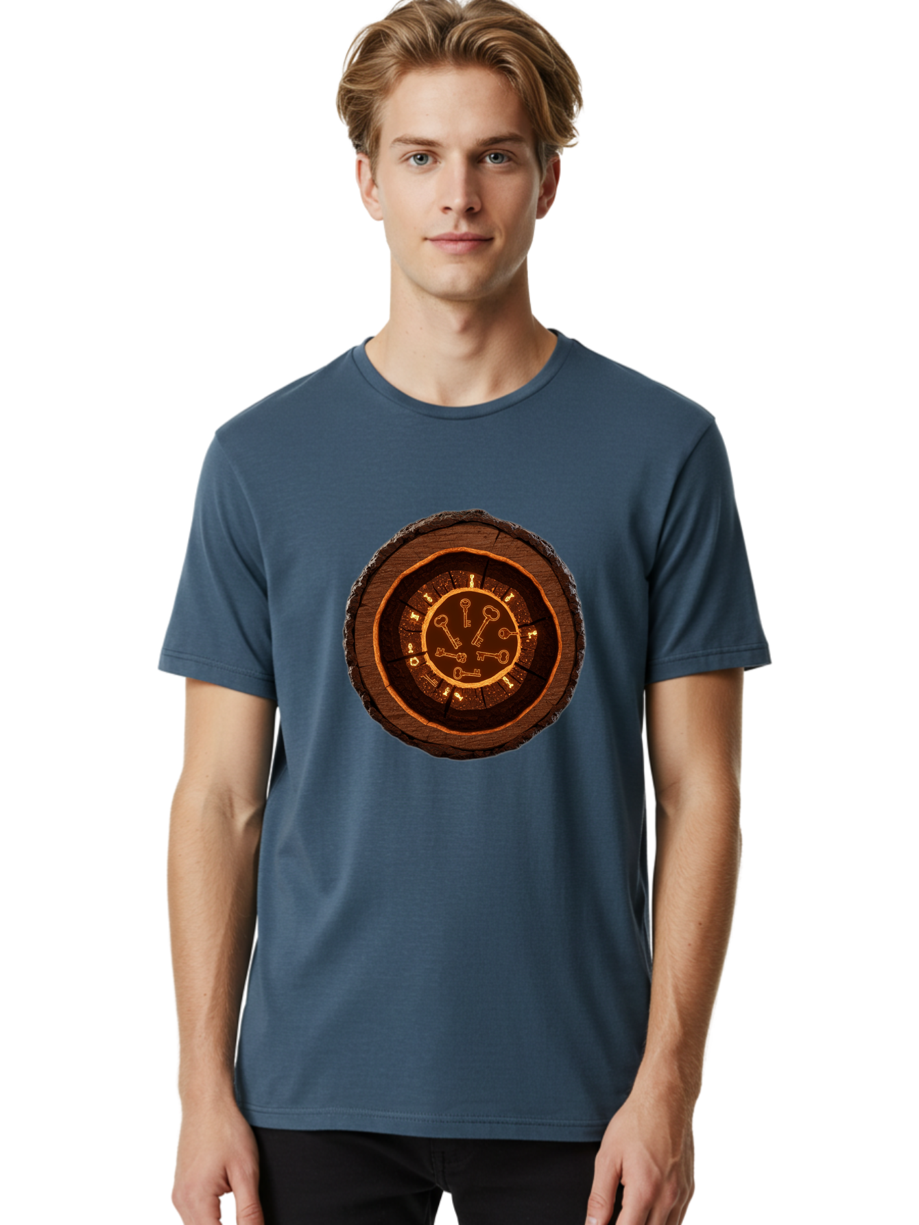 Tree-Stump-Clock Men'S Graphic Tee, 100% Cotton, Comfortable Casual Summer Wear, Machine Washable, Vintage Camera, Old Camera, Antique Camera, Black Camera, Classic Photography, Photography Equipment, Nostalgic Device, Film Camera, Camera Art Ban855 16
