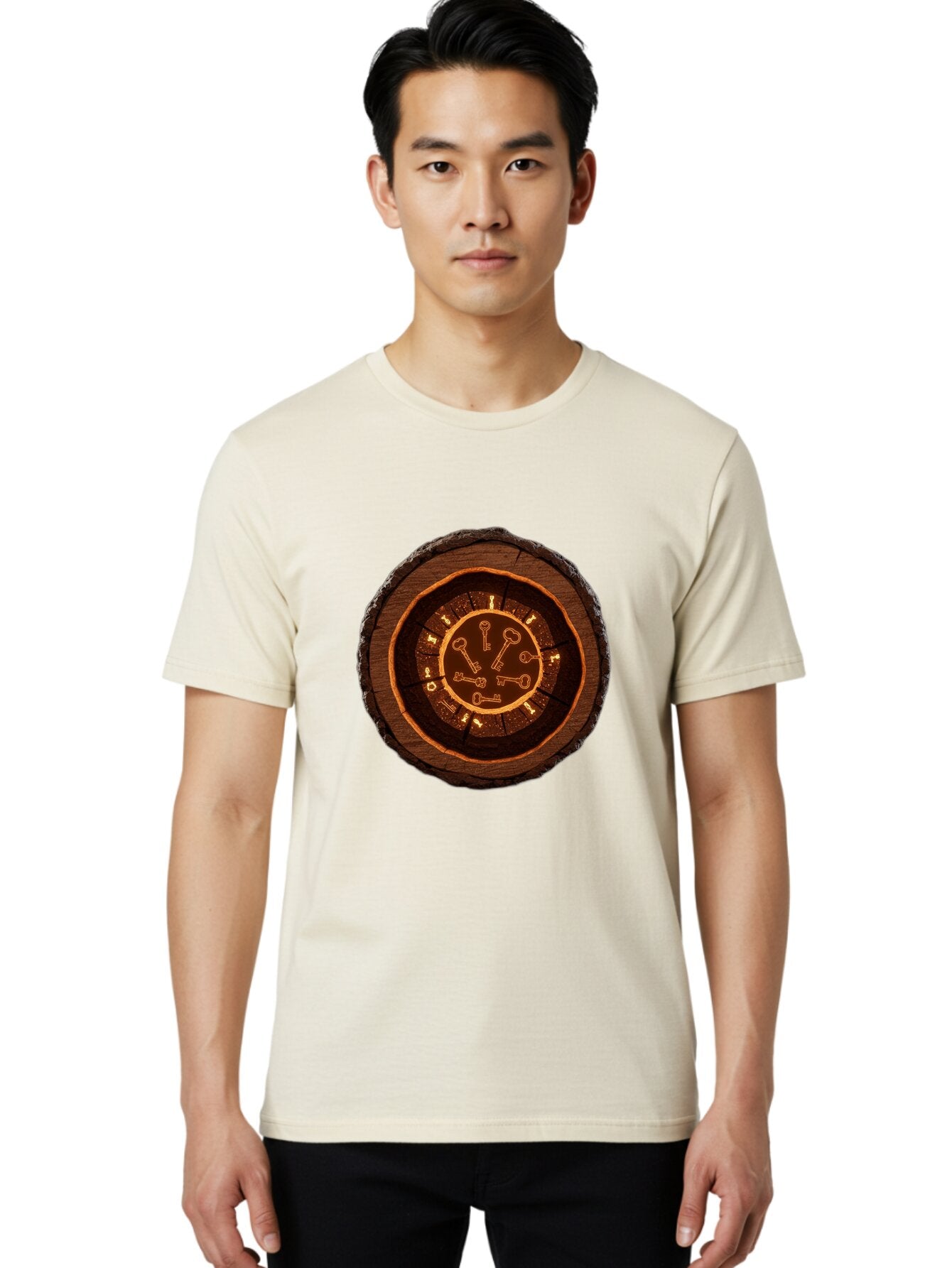 Tree-Stump-Clock Men'S Graphic Tee, 100% Cotton, Comfortable Casual Summer Wear, Machine Washable, Vintage Camera, Old Camera, Antique Camera, Black Camera, Classic Photography, Photography Equipment, Nostalgic Device, Film Camera, Camera Art Ban855 26