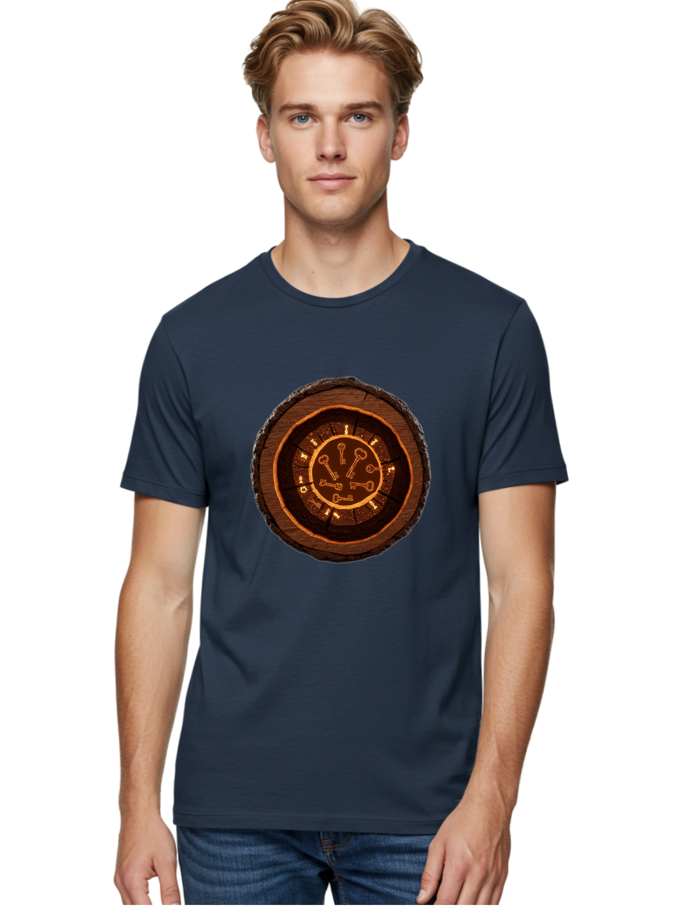 Tree-Stump-Clock Men'S Graphic Tee, 100% Cotton, Comfortable Casual Summer Wear, Machine Washable, Vintage Camera, Old Camera, Antique Camera, Black Camera, Classic Photography, Photography Equipment, Nostalgic Device, Film Camera, Camera Art Ban855 30
