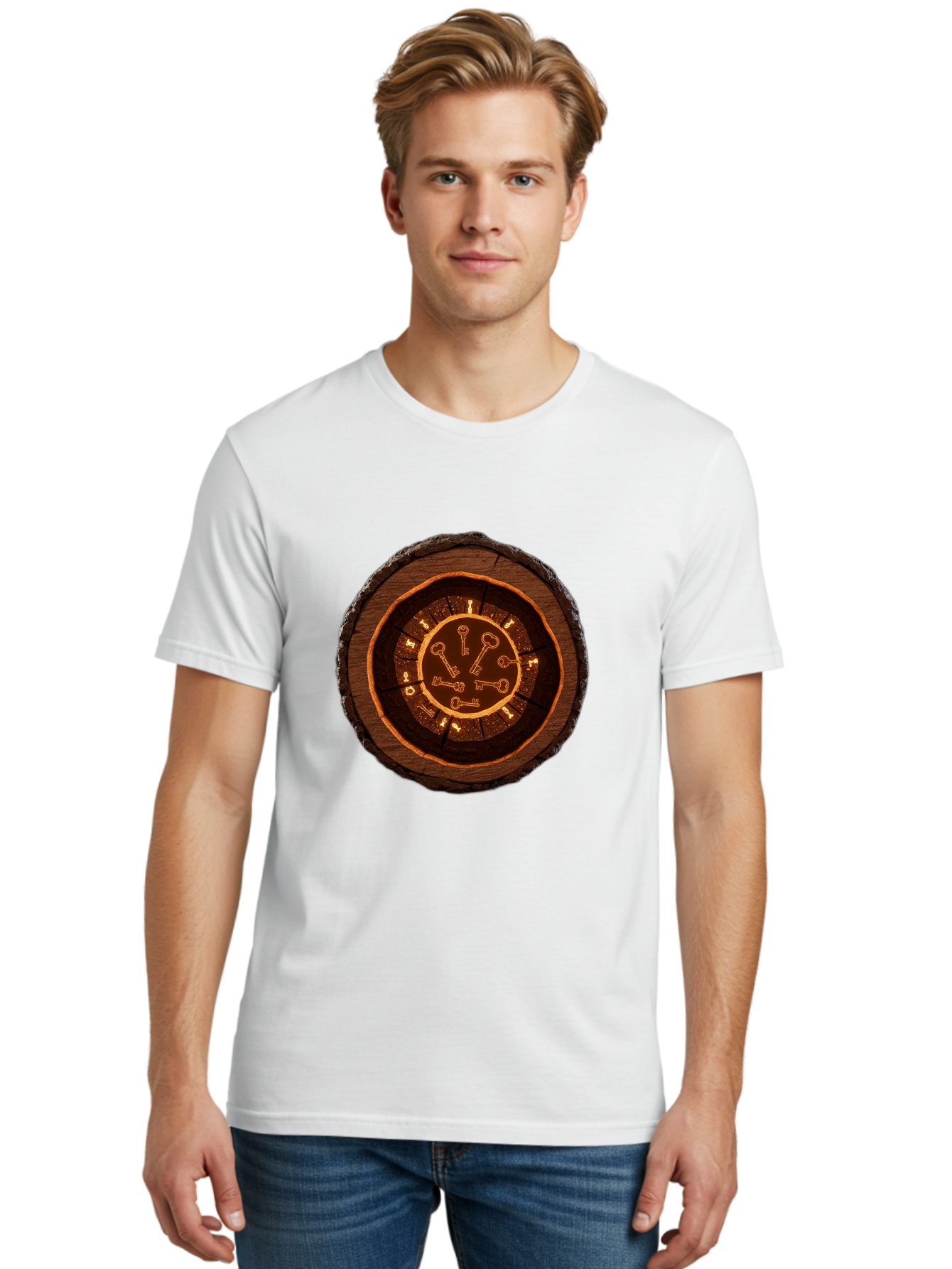 Tree-Stump-Clock Men'S Graphic Tee, 100% Cotton, Comfortable Casual Summer Wear, Machine Washable, Vintage Camera, Old Camera, Antique Camera, Black Camera, Classic Photography, Photography Equipment, Nostalgic Device, Film Camera, Camera Art Ban855 26