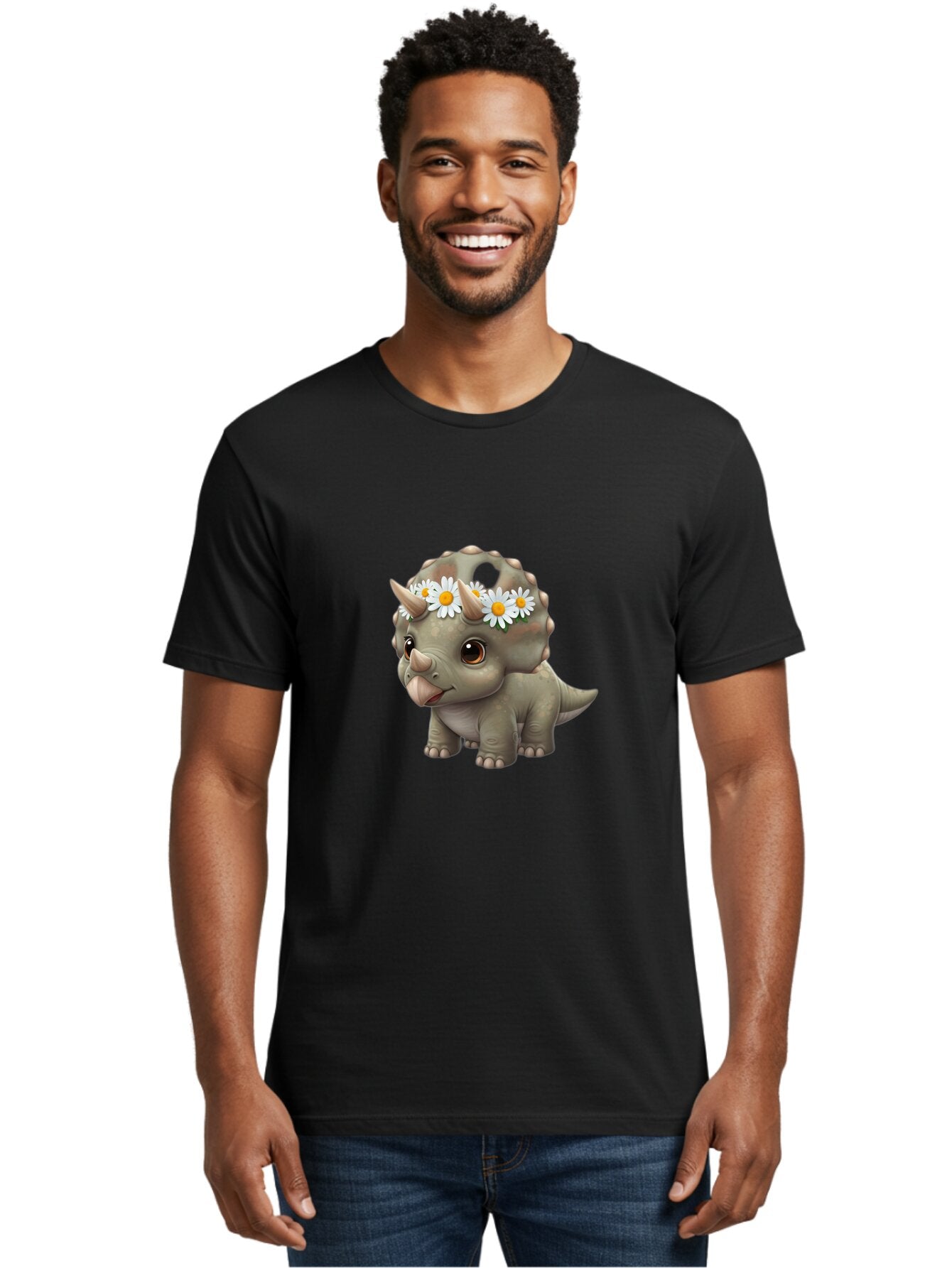 Triceratops-With-Daisies Men'S Graphic Tee, 100% Cotton, Comfortable Casual Summer Wear, Machine Washable, Vintage Camera, Old Camera, Antique Camera, Black Camera, Classic Photography, Photography Equipment, Nostalgic Device, Film Camera, Ban861 23