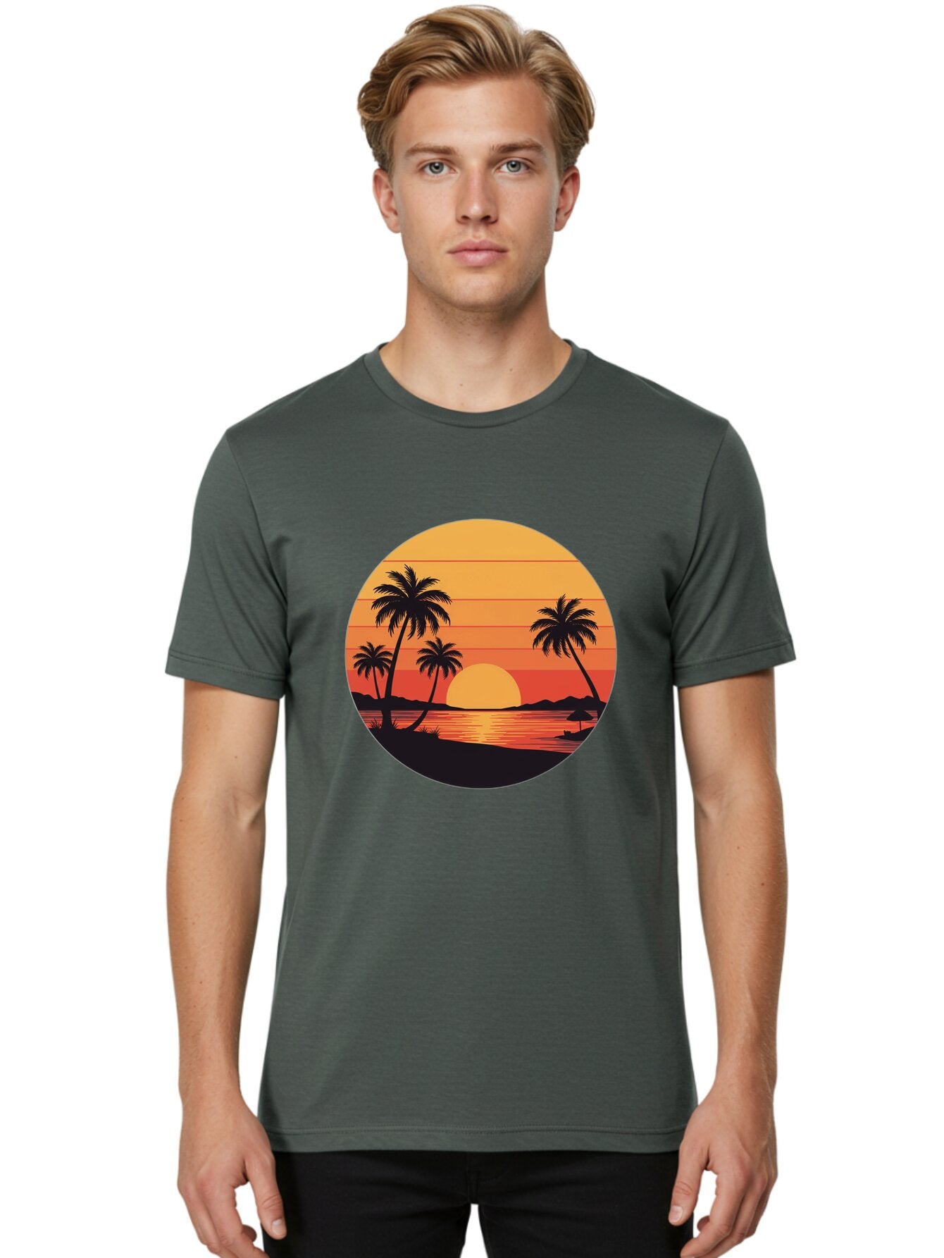 Tropical-Sunset Men'S Graphic Tee, 100% Cotton, Comfortable Casual Summer Wear, Machine Washable, Vintage Camera, Old Camera, Antique Camera, Black Camera, Classic Photography, Photography Equipment, Nostalgic Device, Film Camera, Camera Art Ban862 18