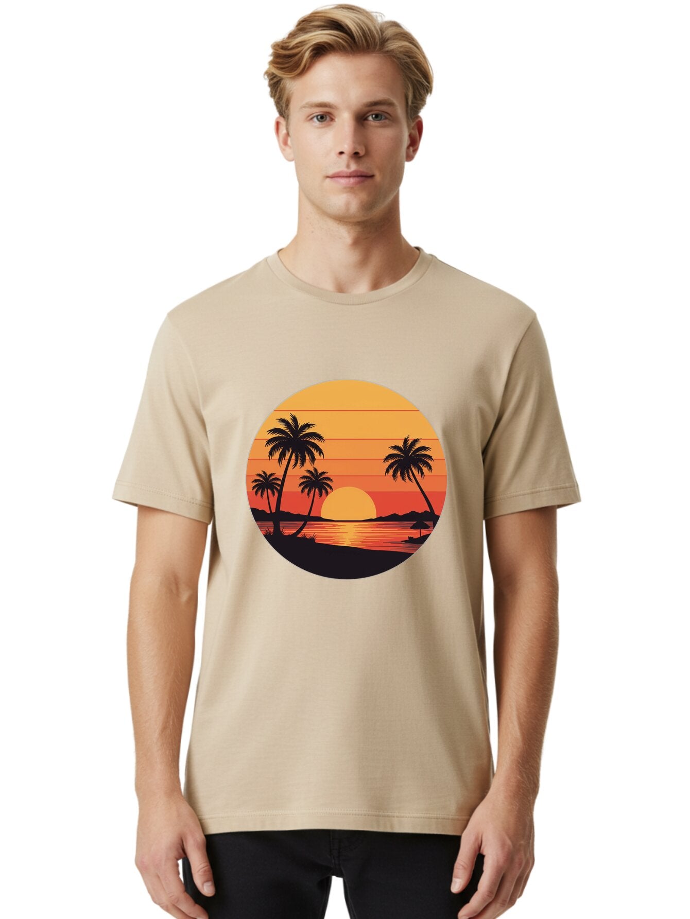 Tropical-Sunset Men'S Graphic Tee, 100% Cotton, Comfortable Casual Summer Wear, Machine Washable, Vintage Camera, Old Camera, Antique Camera, Black Camera, Classic Photography, Photography Equipment, Nostalgic Device, Film Camera, Camera Art Ban862 25