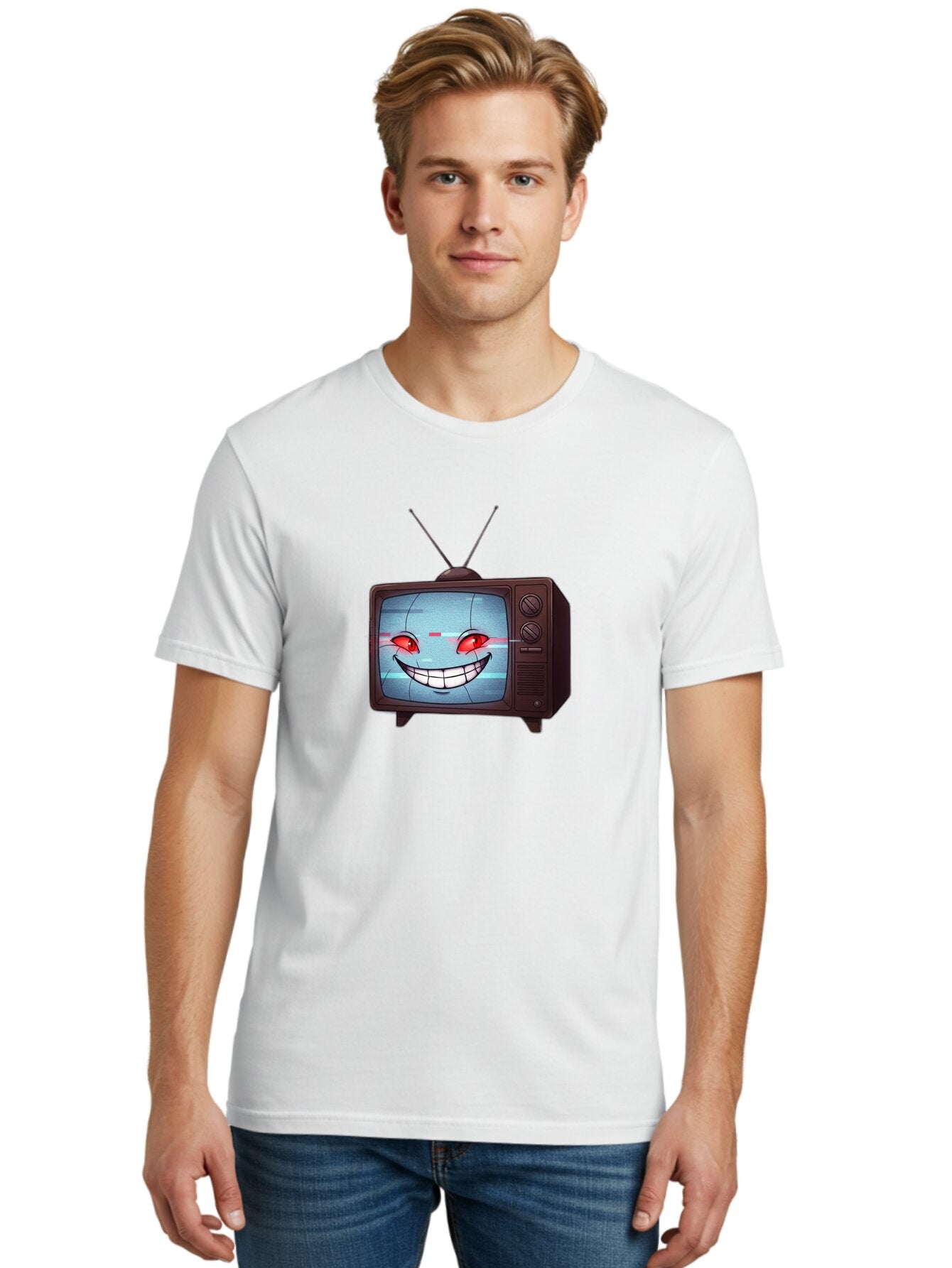 Tv-With-Creepy-Face Men'S Graphic Tee, 100% Cotton, Comfortable Casual Summer Wear, Machine Washable, Vintage Camera, Old Camera, Antique Camera, Black Camera, Classic Photography, Photography Equipment, Nostalgic Device, Film Camera, Ban877 23