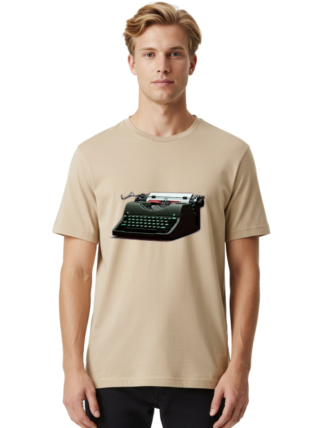 Typewriter Men'S Graphic Tee, 100% Cotton, Comfortable Casual Summer Wear, Machine Washable, Vintage Camera, Old Camera, Antique Camera, Black Camera, Classic Photography, Photography Equipment, Nostalgic Device, Film Camera, Camera Art Ban881 23