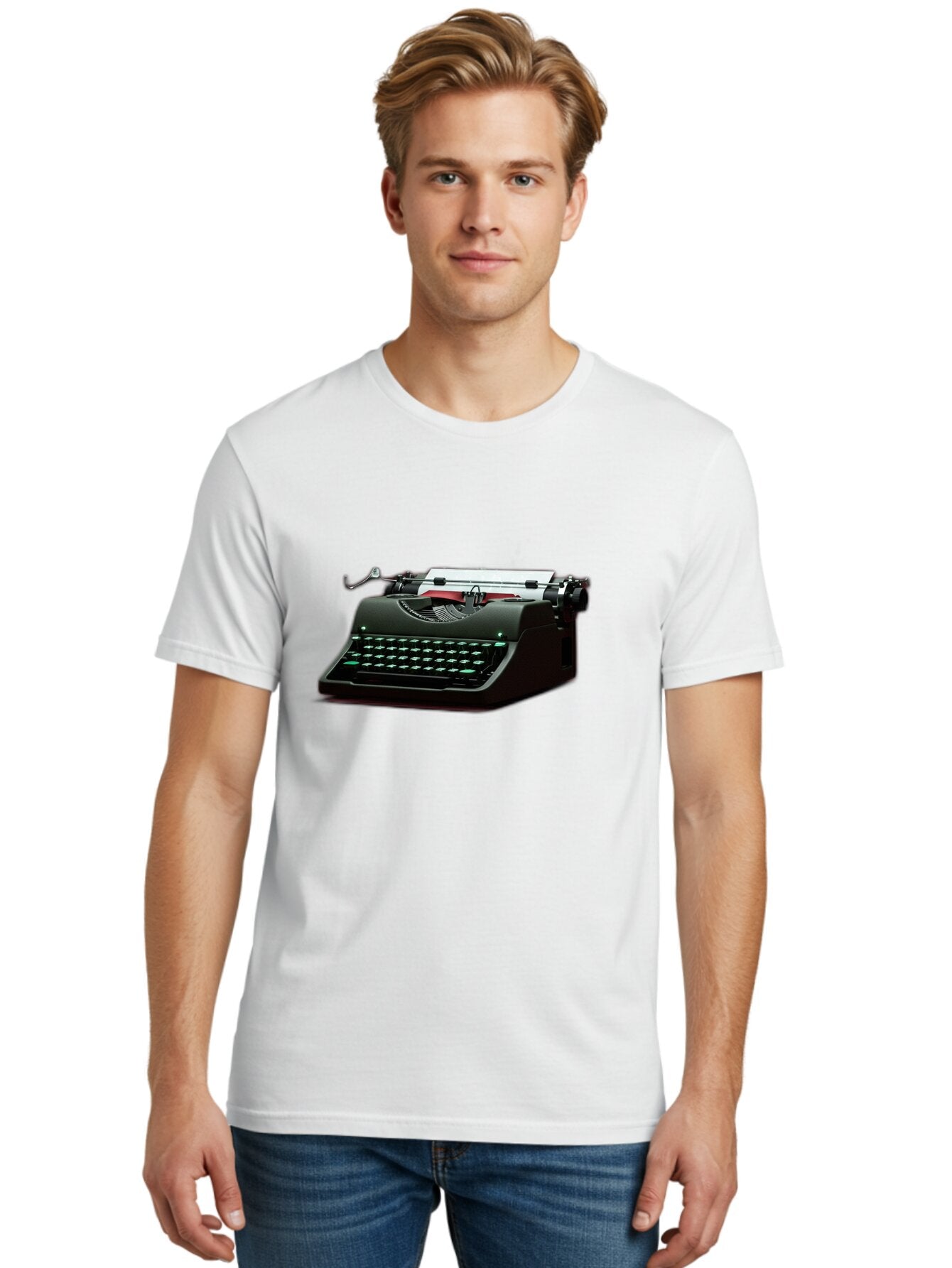 Typewriter Men'S Graphic Tee, 100% Cotton, Comfortable Casual Summer Wear, Machine Washable, Vintage Camera, Old Camera, Antique Camera, Black Camera, Classic Photography, Photography Equipment, Nostalgic Device, Film Camera, Camera Art Ban881 30