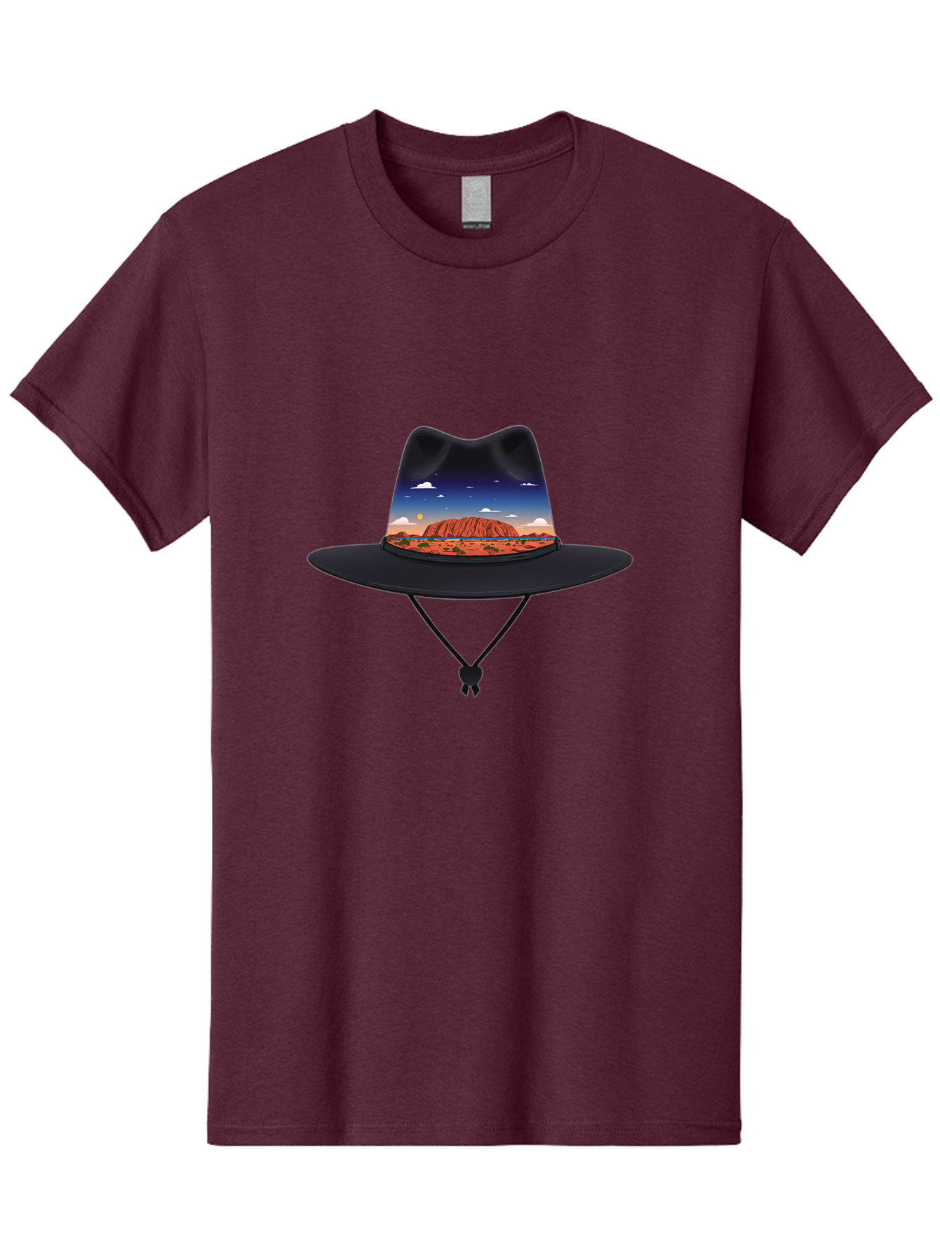 Uluru-Sunset-Hat Men'S Graphic Tee, 100% Cotton, Comfortable Casual Summer Wear, Machine Washable, Vintage Camera, Old Camera, Antique Camera, Black Camera, Classic Photography, Photography Equipment, Nostalgic Device, Film Camera, Camera Art Ban886