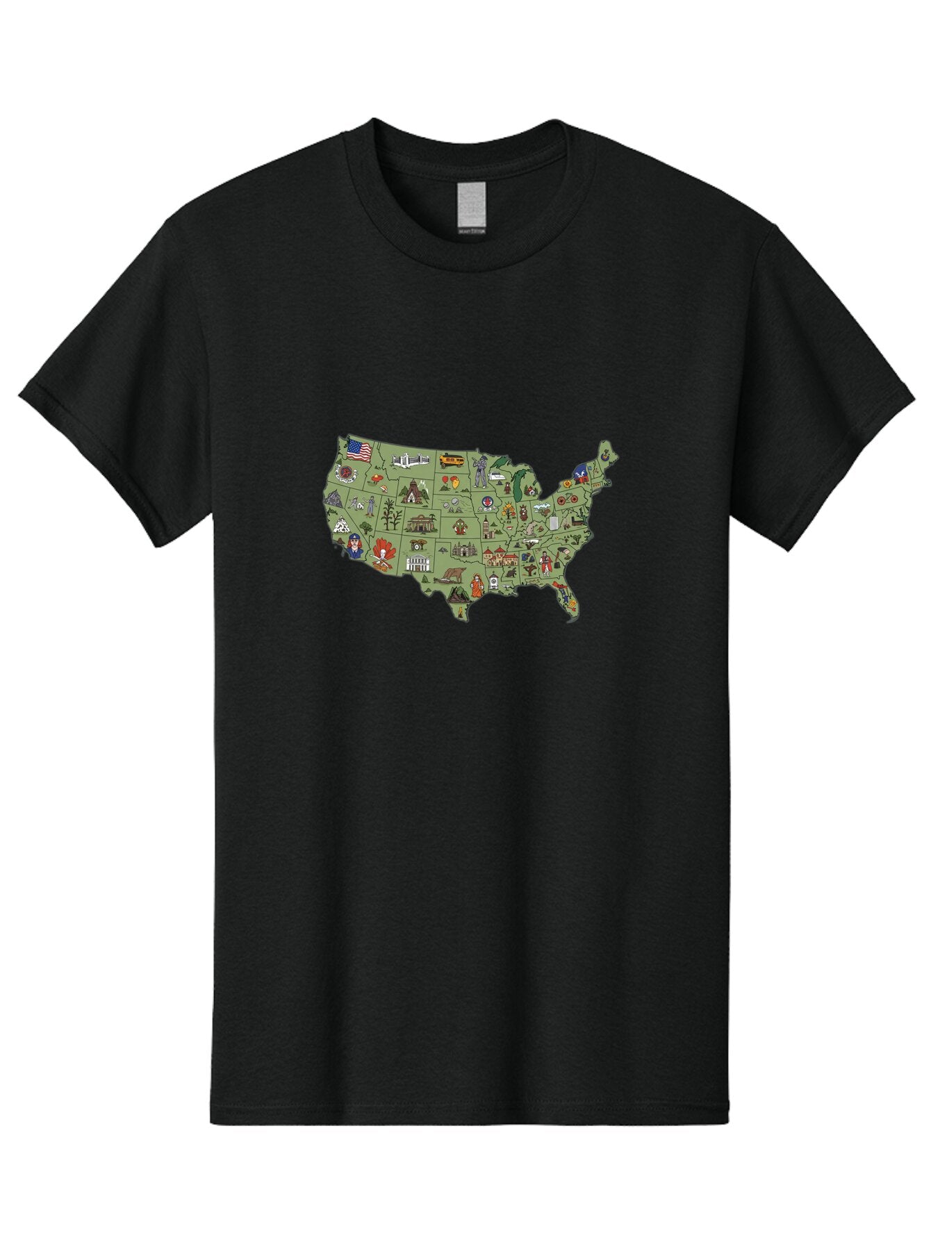 Usa-Map-Icons Men'S Graphic Tee, 100% Cotton, Comfortable Casual Summer Wear, Machine Washable, Vintage Camera, Old Camera, Antique Camera, Black Camera, Classic Photography, Photography Equipment, Nostalgic Device, Film Camera, Camera Art Ban892 5