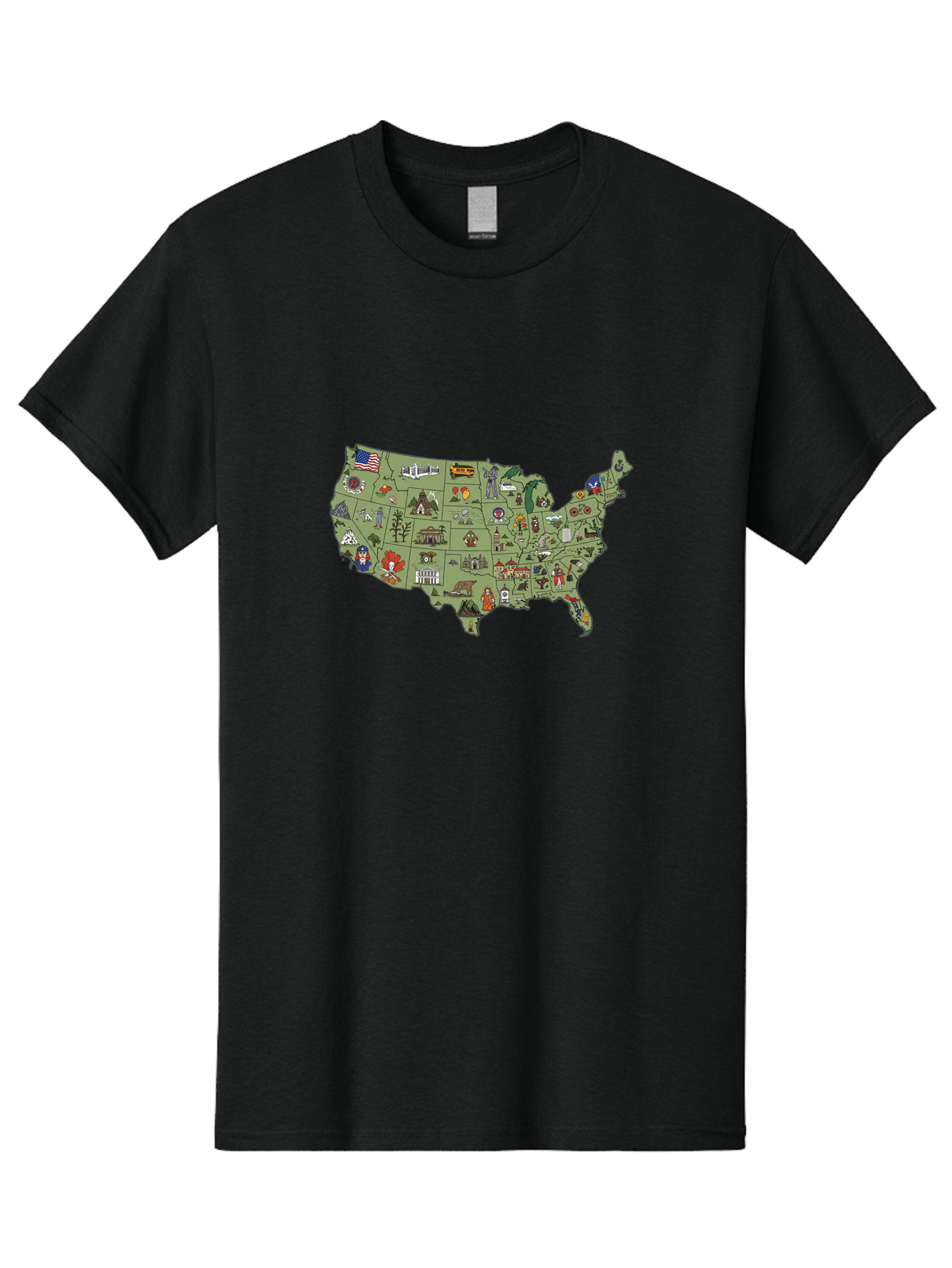 Usa-Map-Icons Men'S Graphic Tee, 100% Cotton, Comfortable Casual Summer Wear, Machine Washable, Vintage Camera, Old Camera, Antique Camera, Black Camera, Classic Photography, Photography Equipment, Nostalgic Device, Film Camera, Camera Art Ban892 8