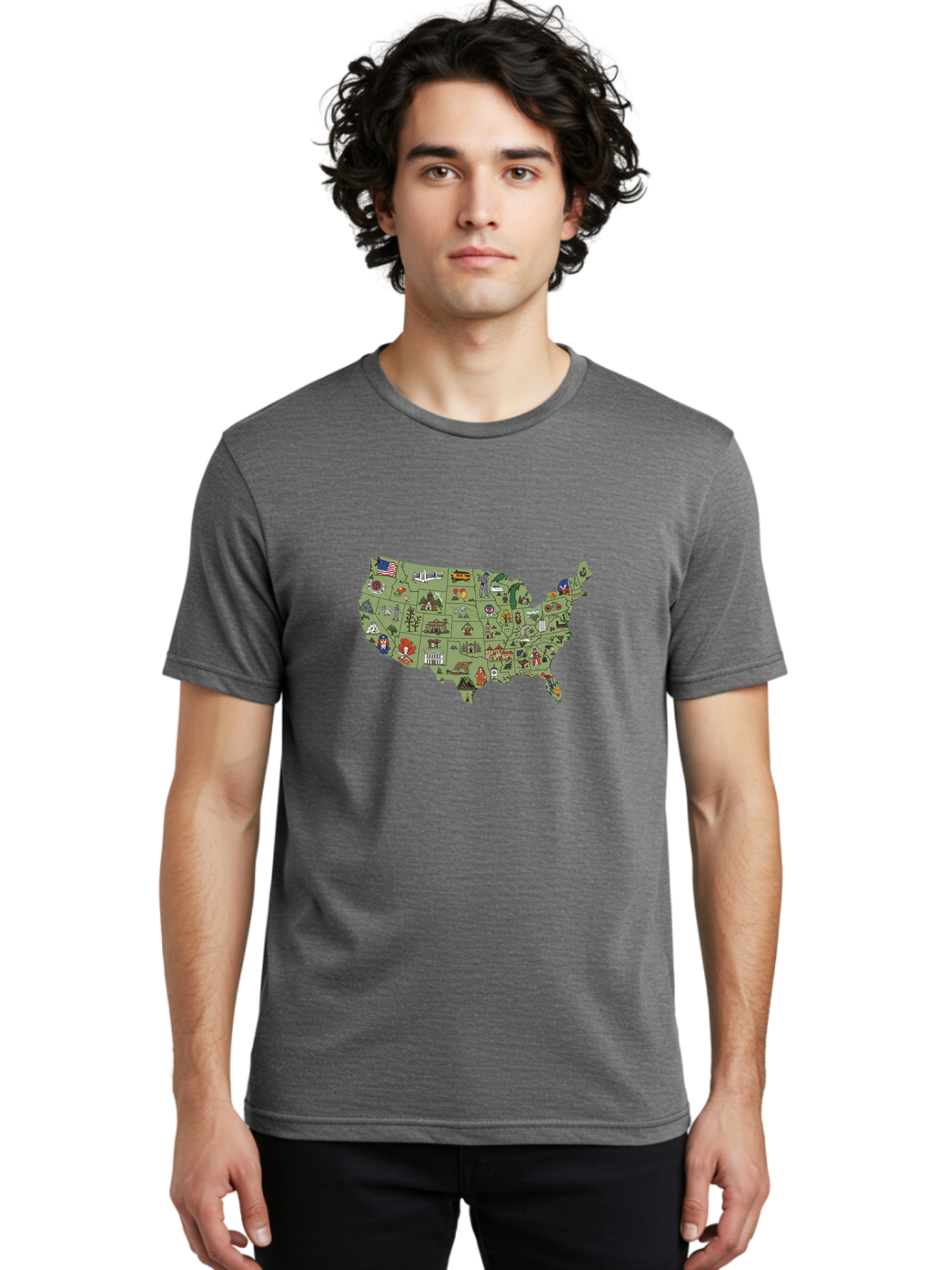 Usa-Map-Icons Men'S Graphic Tee, 100% Cotton, Comfortable Casual Summer Wear, Machine Washable, Vintage Camera, Old Camera, Antique Camera, Black Camera, Classic Photography, Photography Equipment, Nostalgic Device, Film Camera, Camera Art Ban892 17