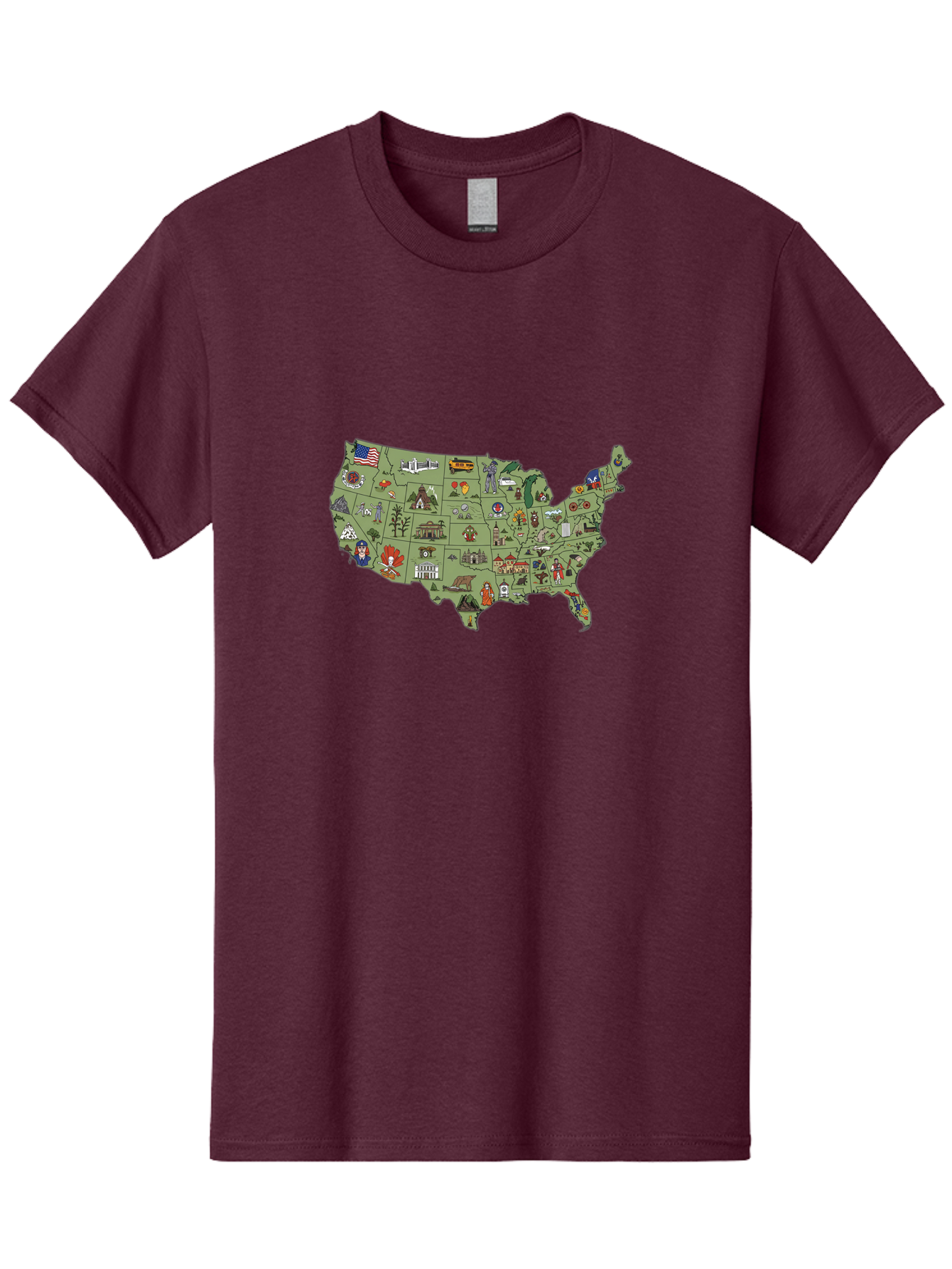 Usa-Map-Icons Men'S Graphic Tee, 100% Cotton, Comfortable Casual Summer Wear, Machine Washable, Vintage Camera, Old Camera, Antique Camera, Black Camera, Classic Photography, Photography Equipment, Nostalgic Device, Film Camera, Camera Art Ban892 6