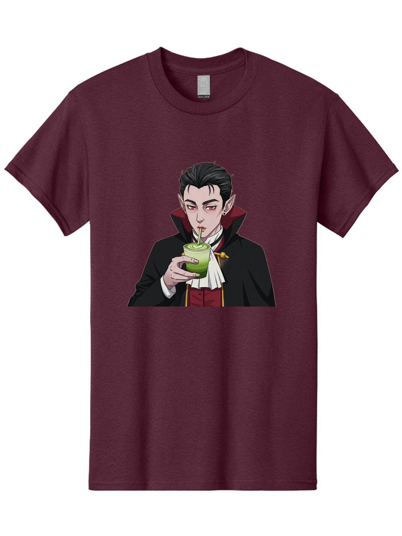 Vampire-Drinking-Matcha-1 Men'S Graphic Tee, 100% Cotton, Comfortable Casual Summer Wear, Machine Washable, Vintage Camera, Old Camera, Antique Camera, Black Camera, Classic Photography, Photography Equipment, Nostalgic Device, Film Camera, Ban895 3
