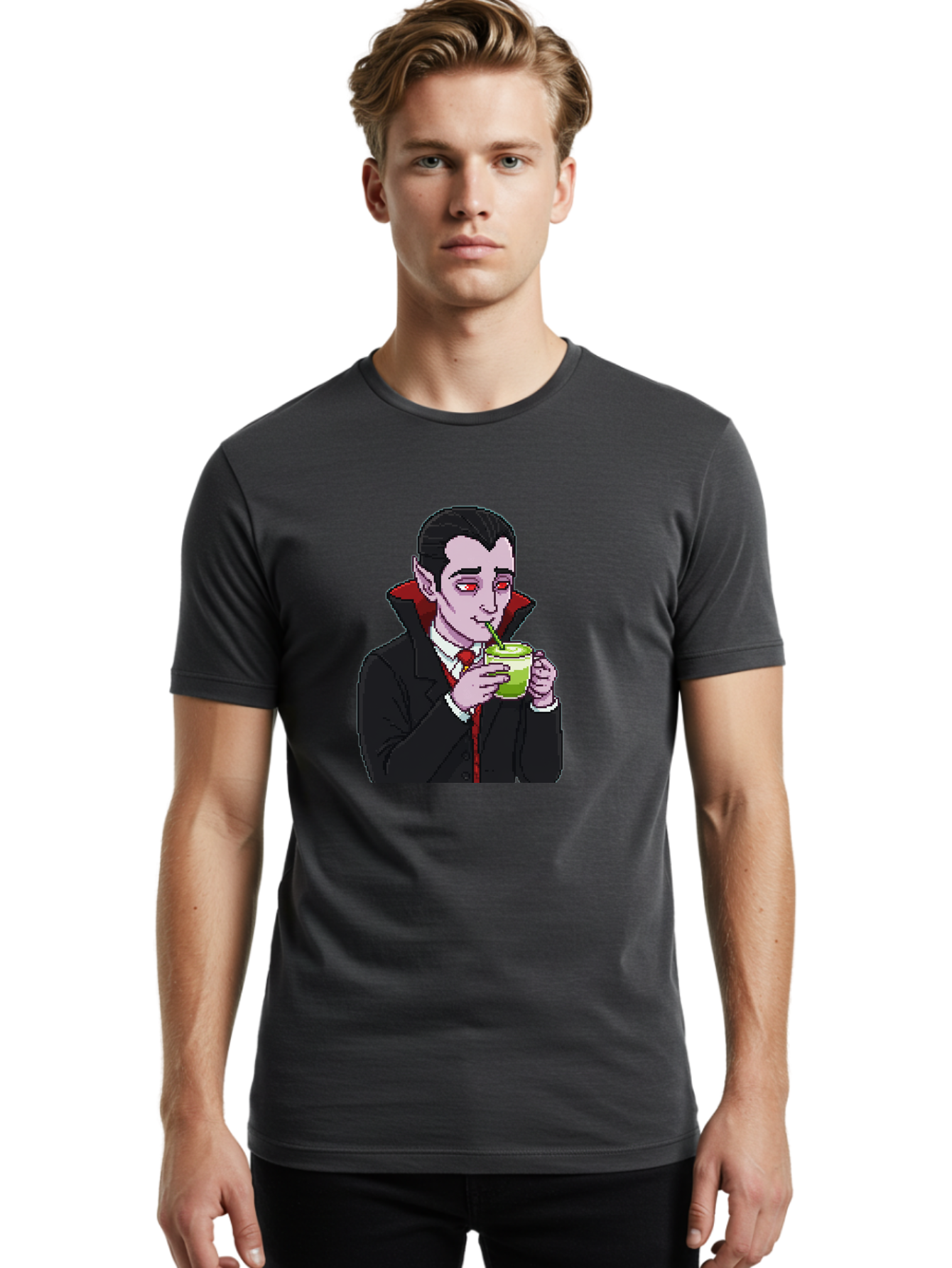 Vampire-Drinking-Matcha-2 Men'S Graphic Tee, 100% Cotton, Comfortable Casual Summer Wear, Machine Washable, Vintage Camera, Old Camera, Antique Camera, Black Camera, Classic Photography, Photography Equipment, Nostalgic Device, Film Camera, Ban896 30