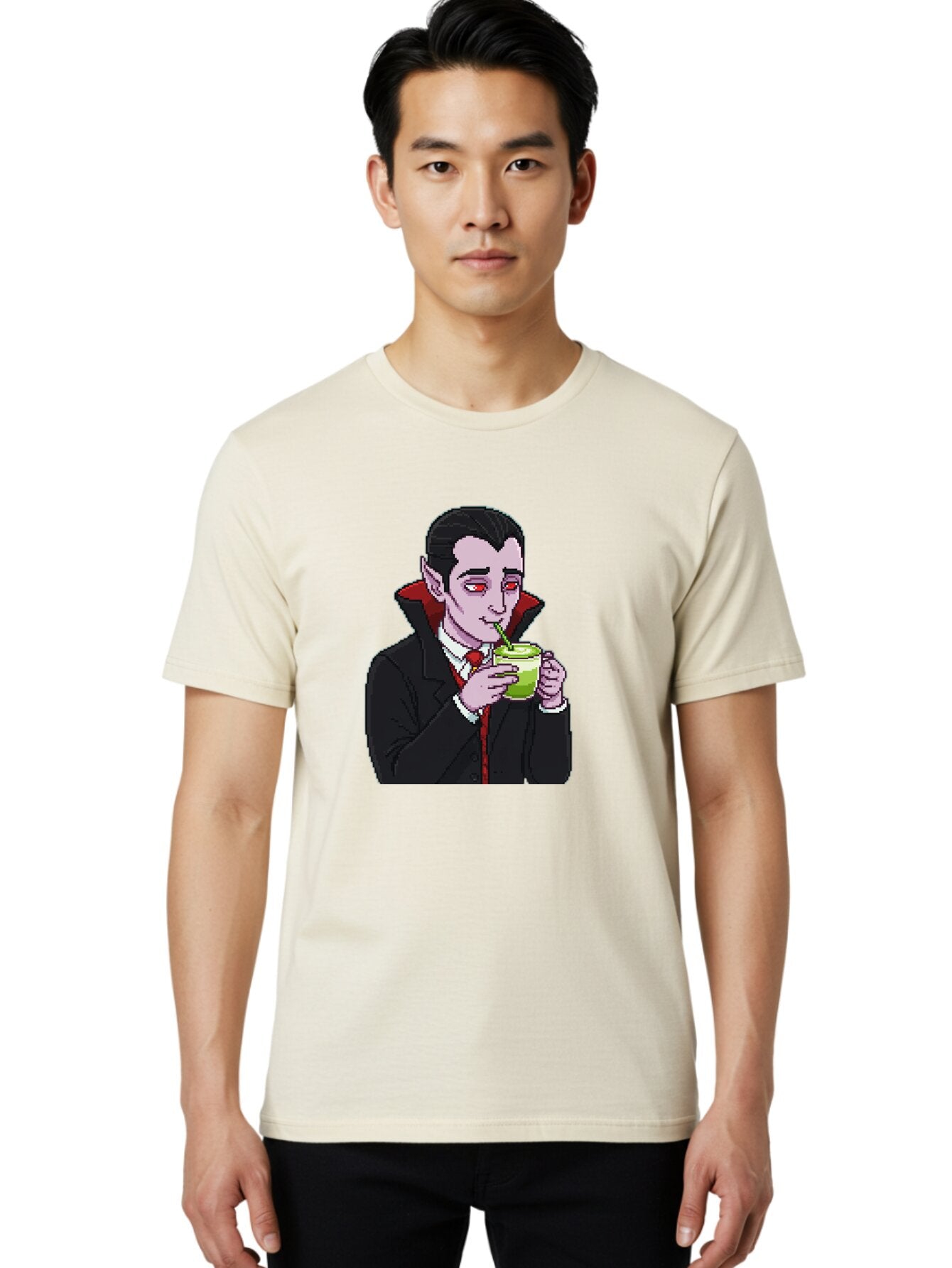 Vampire-Drinking-Matcha-2 Men'S Graphic Tee, 100% Cotton, Comfortable Casual Summer Wear, Machine Washable, Vintage Camera, Old Camera, Antique Camera, Black Camera, Classic Photography, Photography Equipment, Nostalgic Device, Film Camera, Ban896 29