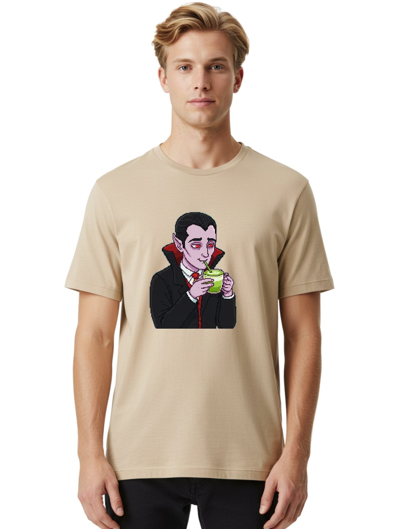 Vampire-Drinking-Matcha-2 Men'S Graphic Tee, 100% Cotton, Comfortable Casual Summer Wear, Machine Washable, Vintage Camera, Old Camera, Antique Camera, Black Camera, Classic Photography, Photography Equipment, Nostalgic Device, Film Camera, Ban896 23