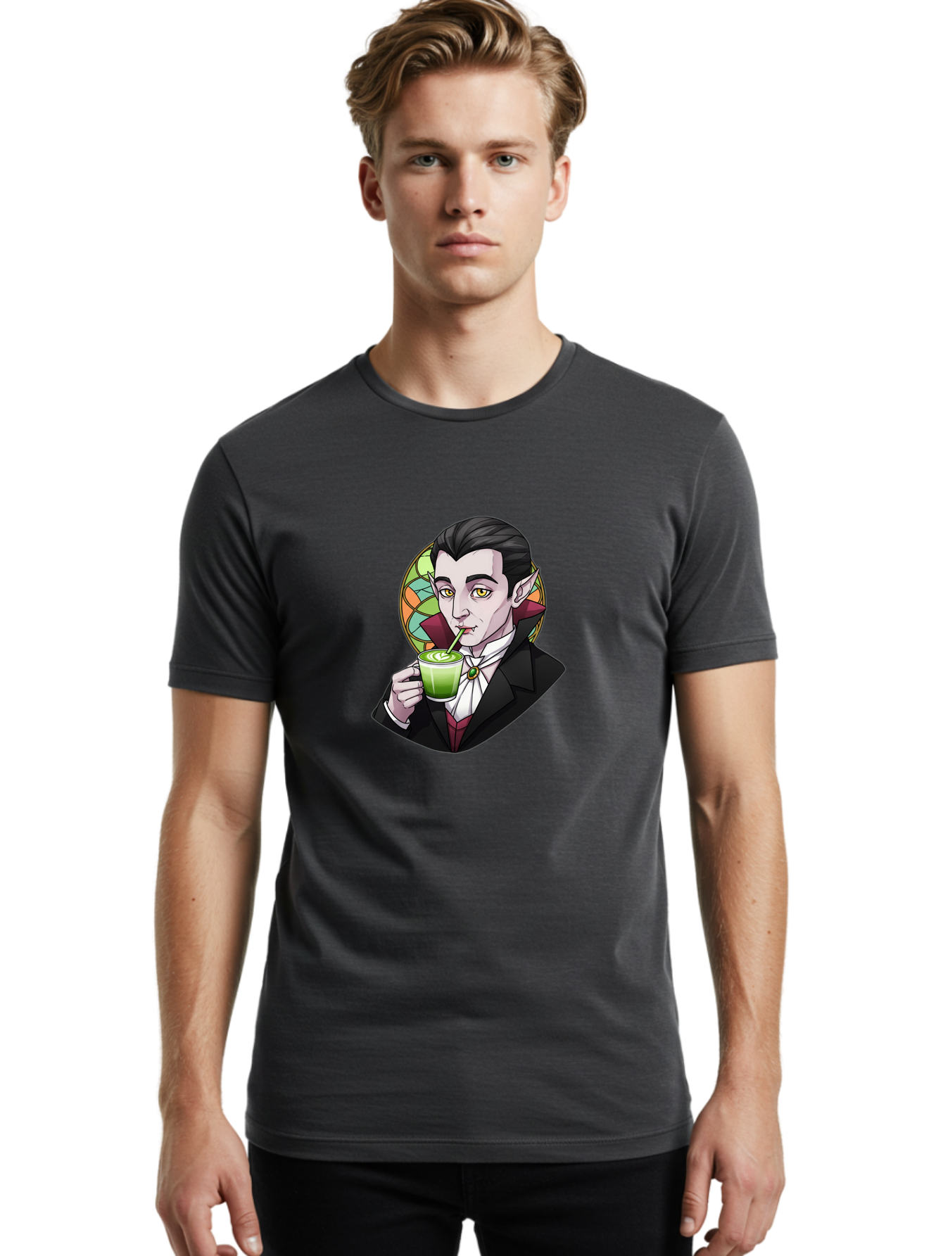 Vampire-Drinking-Matcha-3 Men'S Graphic Tee, 100% Cotton, Comfortable Casual Summer Wear, Machine Washable, Vintage Camera, Old Camera, Antique Camera, Black Camera, Classic Photography, Photography Equipment, Nostalgic Device, Film Camera, Ban897 16