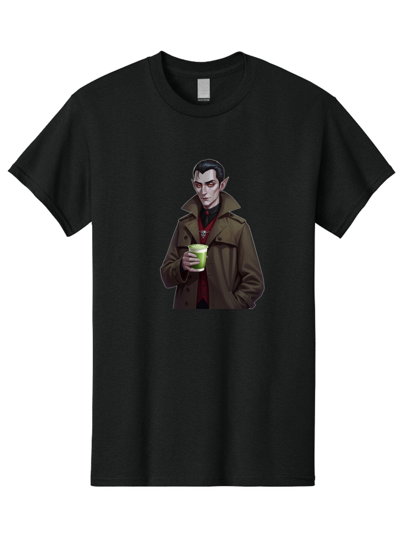Vampire-Drinking-Matcha-4 Men'S Graphic Tee, 100% Cotton, Comfortable Casual Summer Wear, Machine Washable, Vintage Camera, Old Camera, Antique Camera, Black Camera, Classic Photography, Photography Equipment, Nostalgic Device, Film Camera, Ban898